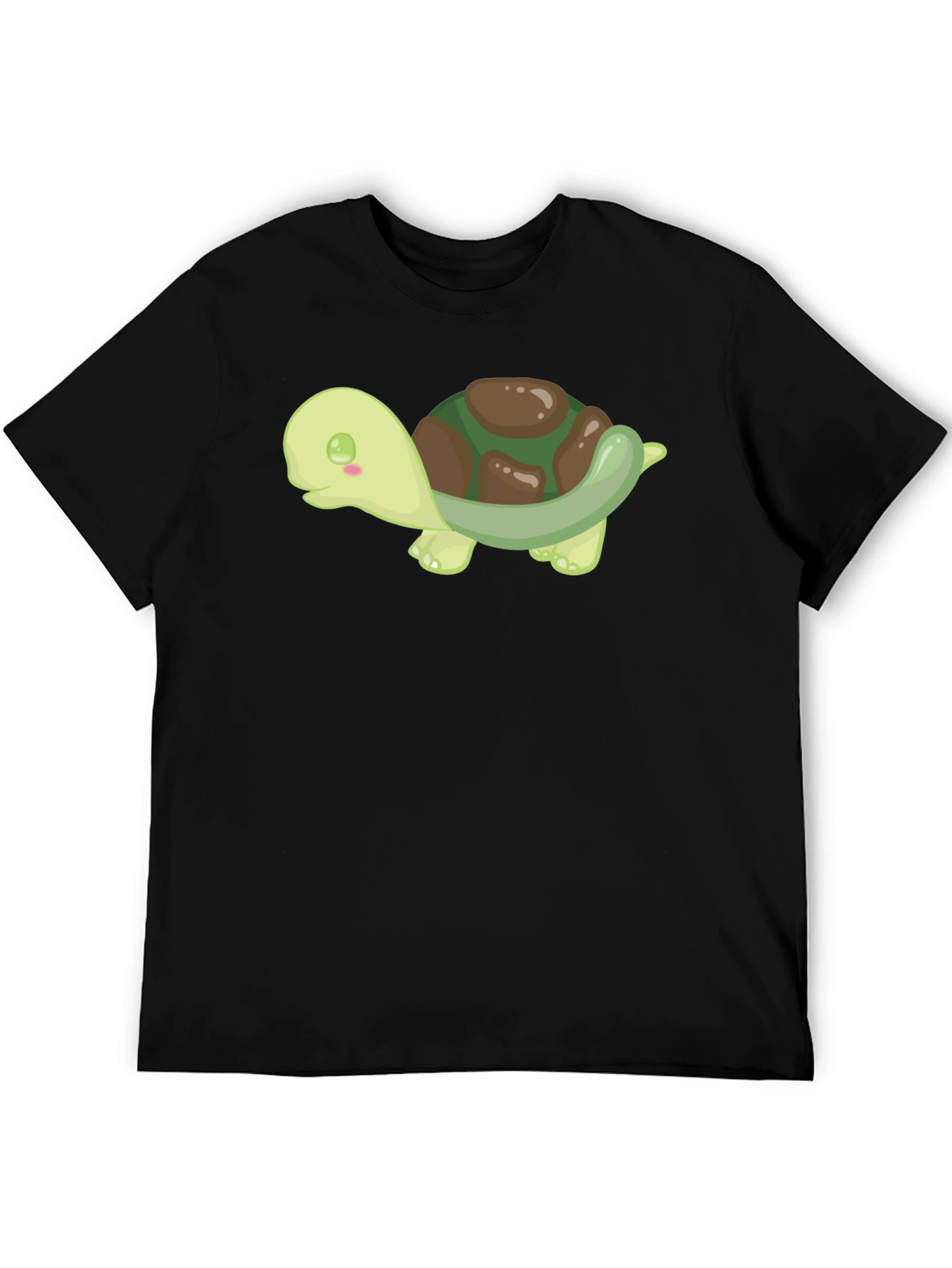 Cute Turtle Graphic Tee - Black Cotton T-Shirt