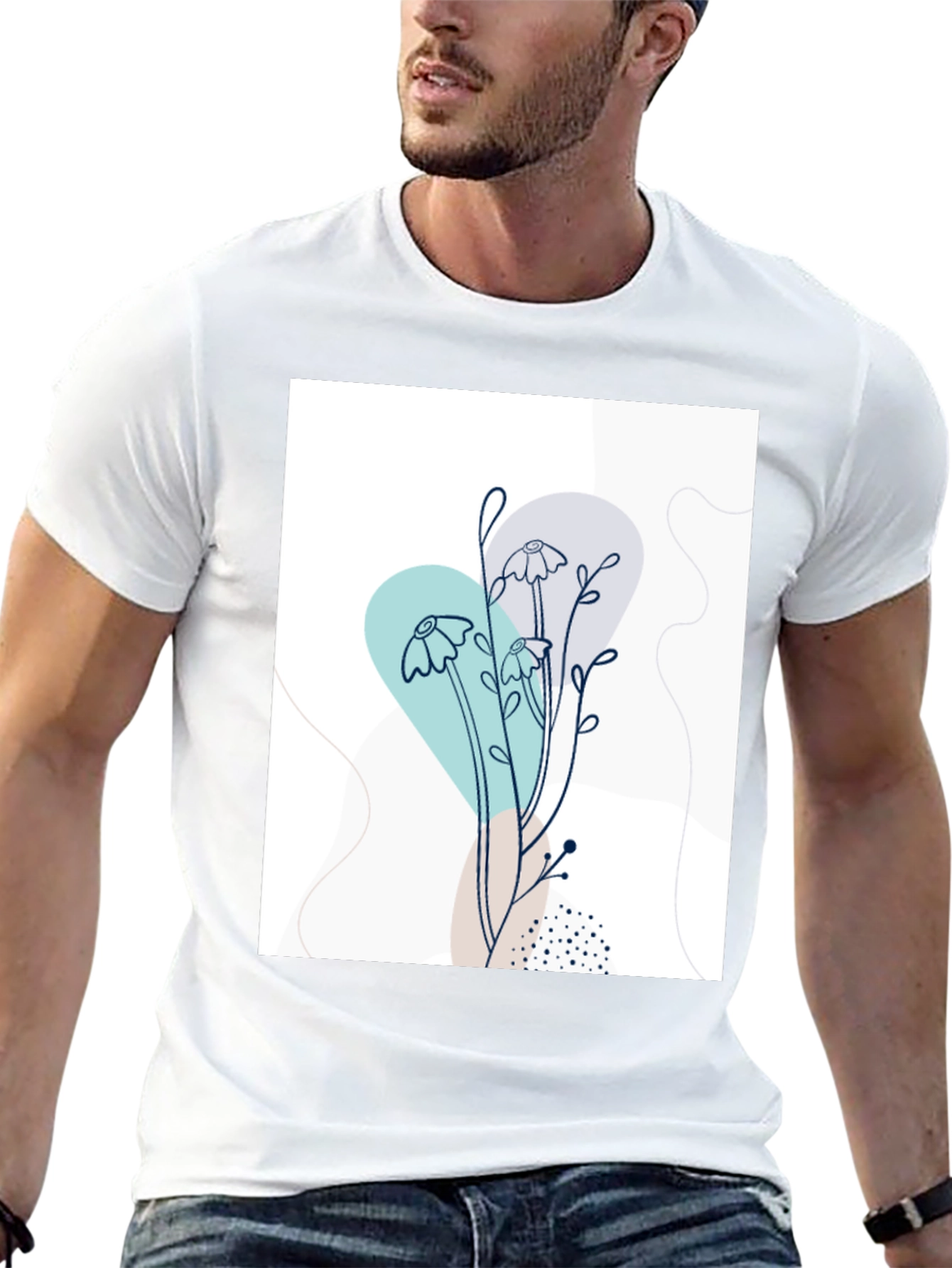 Modern Floral Graphic Tee - Black