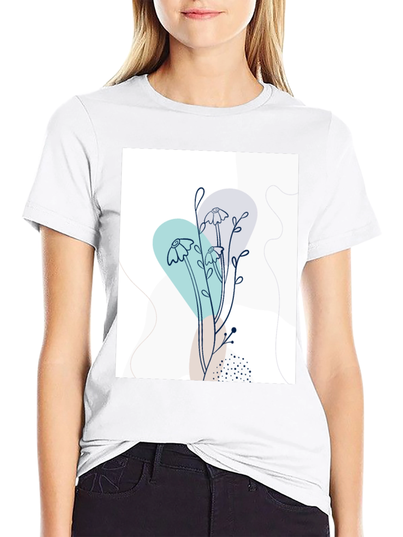 Modern Floral Graphic Tee - Black