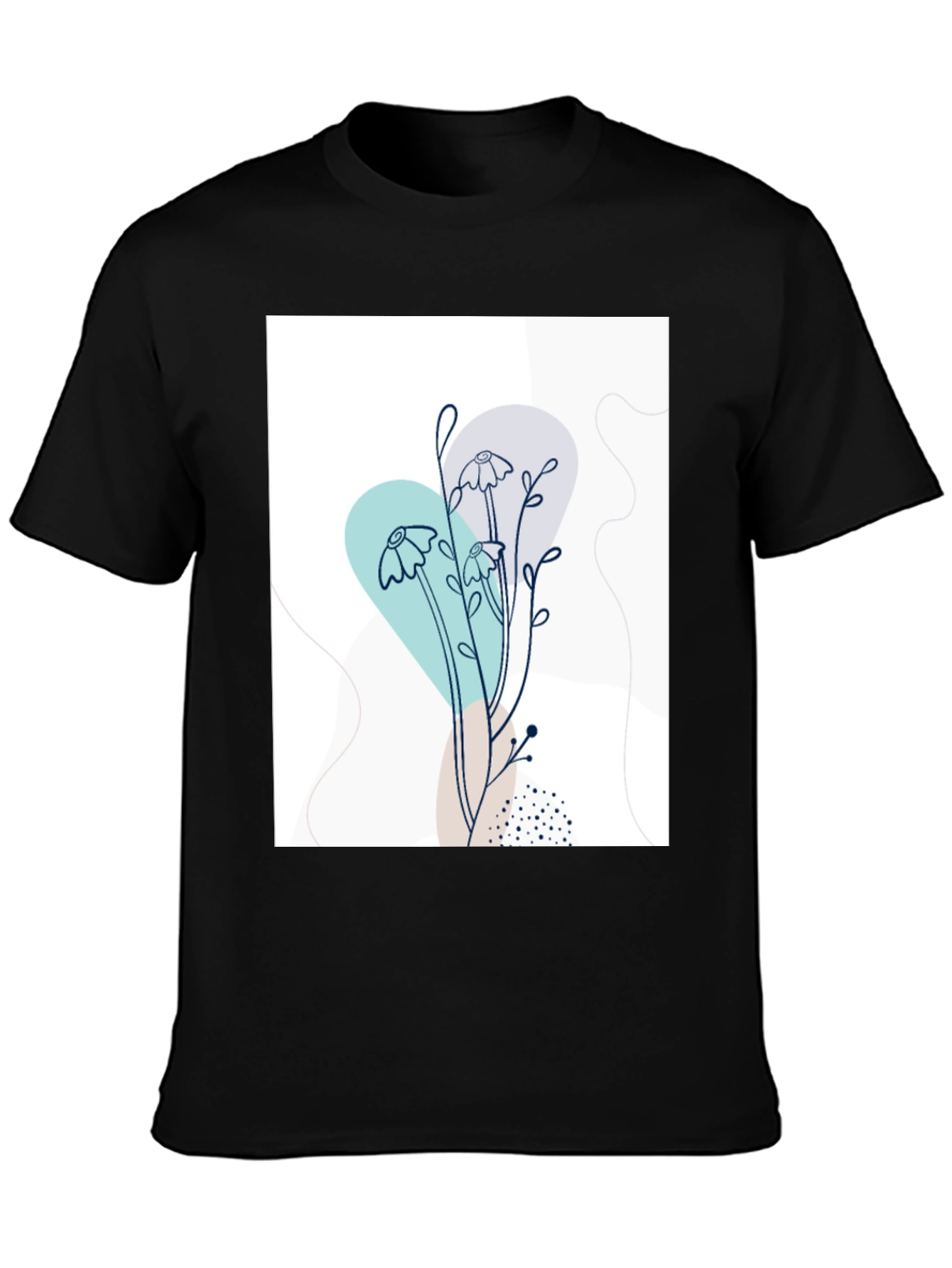 Modern Floral Graphic Tee - Black