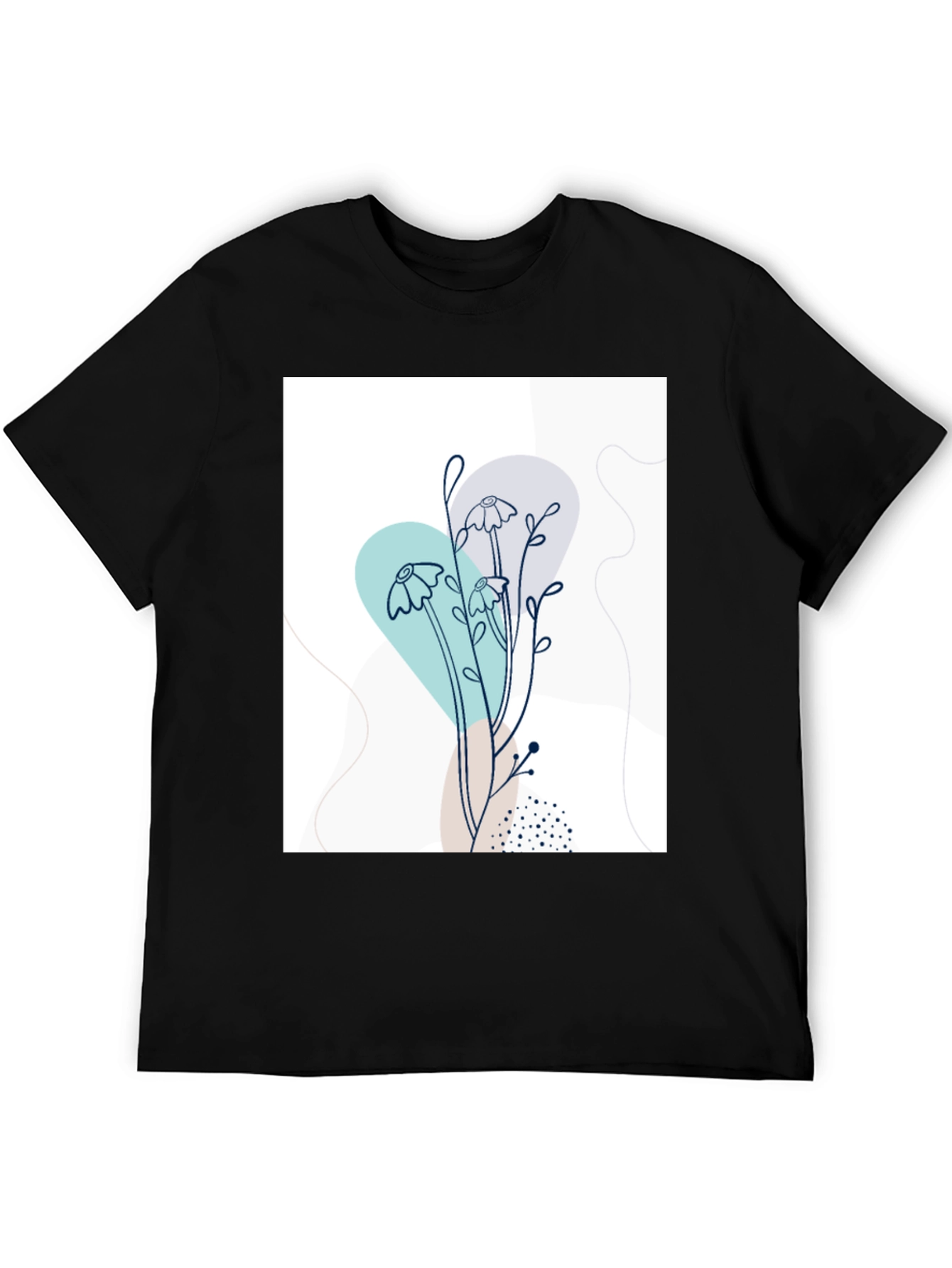 Modern Floral Graphic Tee - Black