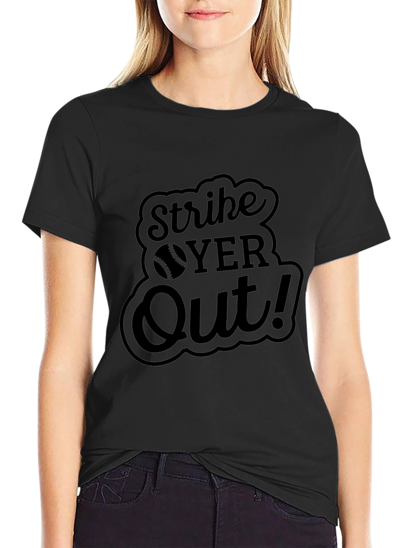 Strike Over Out! Black Graphic T-Shirt