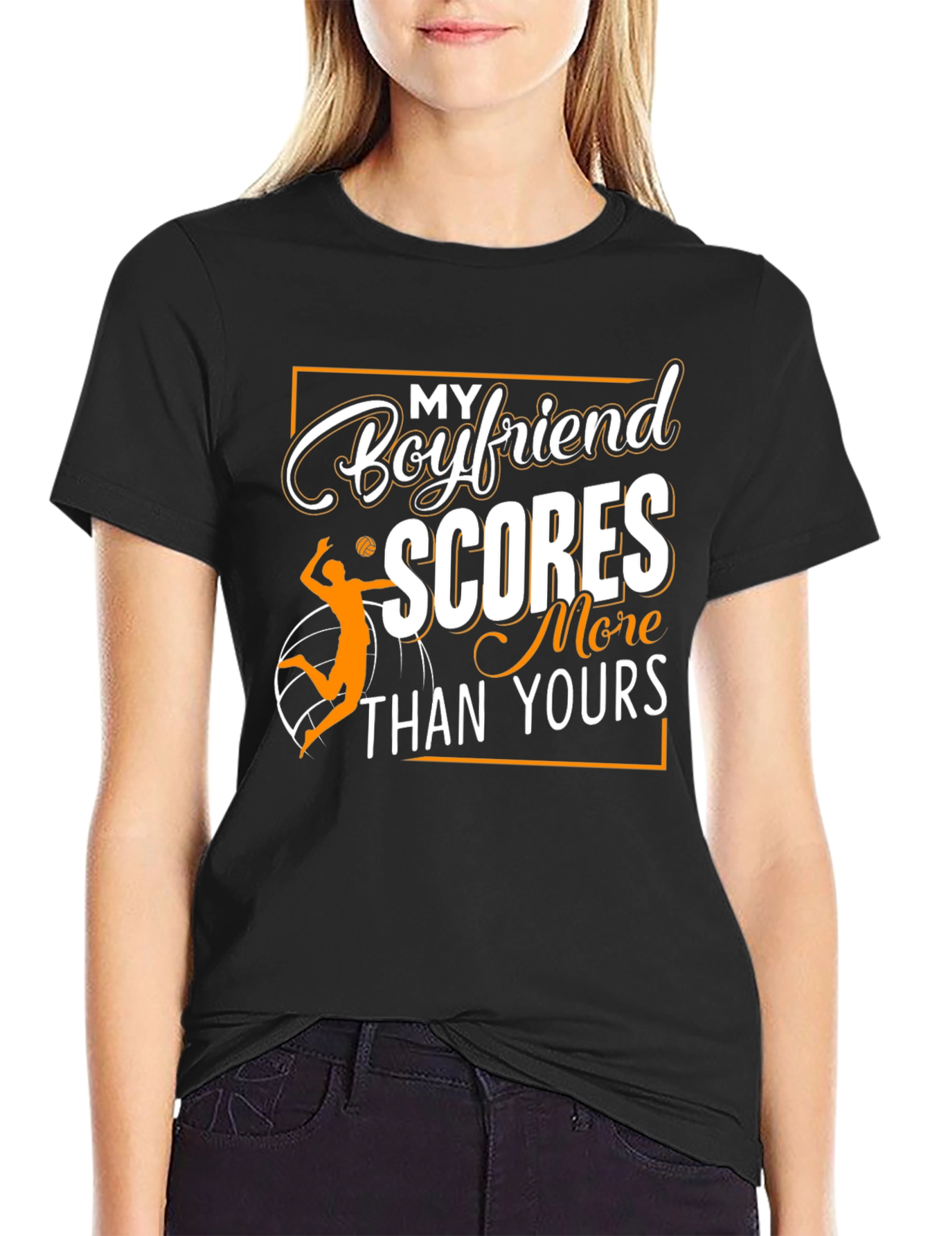 Boyfriend Scores Volleyball Graphic T-Shirt