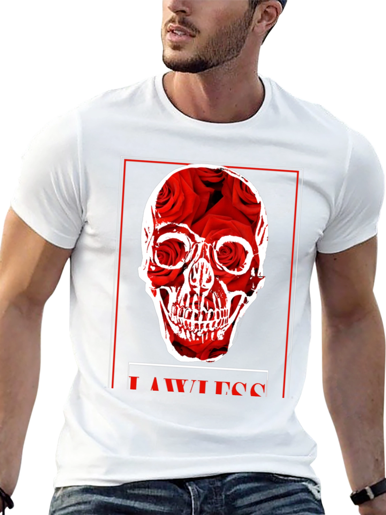 Rose Skull Graphic Print Black T-Shirt