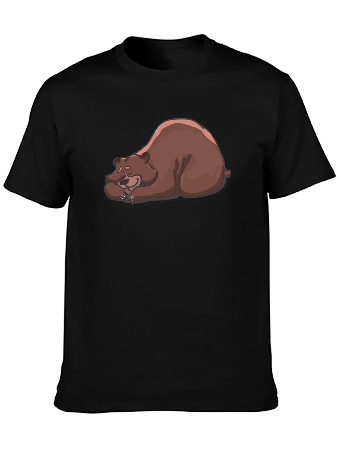 Sleeping Bear Graphic Tee - Black Crew Neck T-Shirt