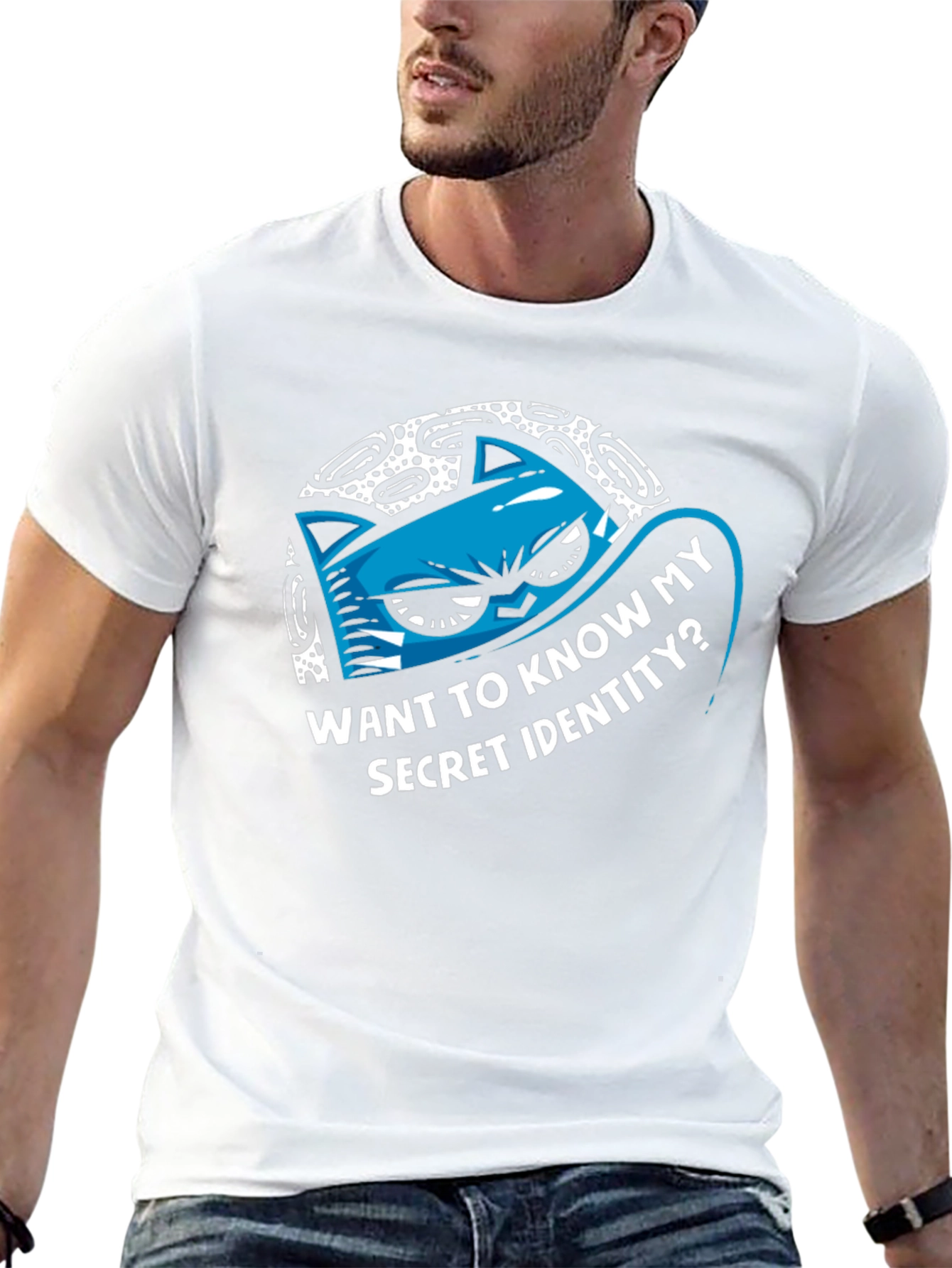 Secret Identity Cat Graphic Tee - Cool & Quirky