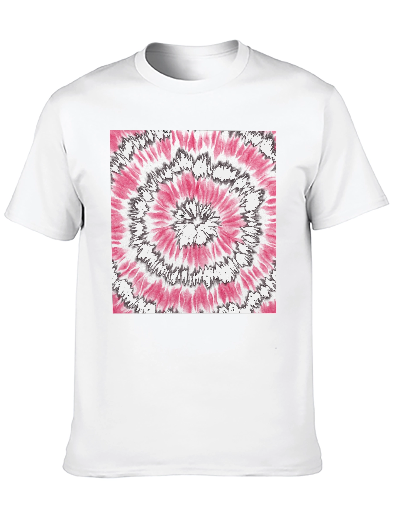 Pink & Gray Spiral Tie-Dye Graphic T-Shirt