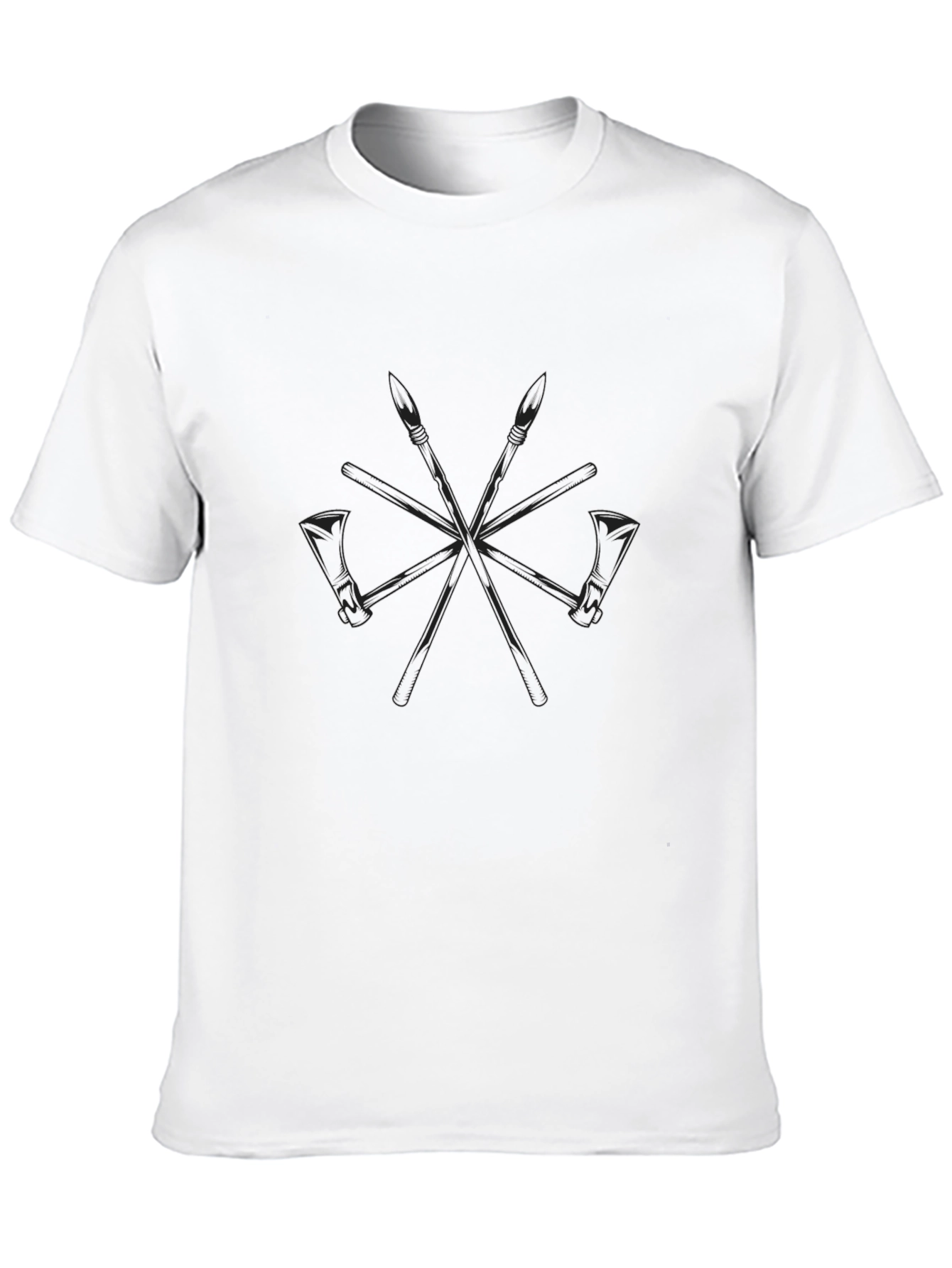 Spear & Axe Graphic T-Shirt - Black Crew Neck