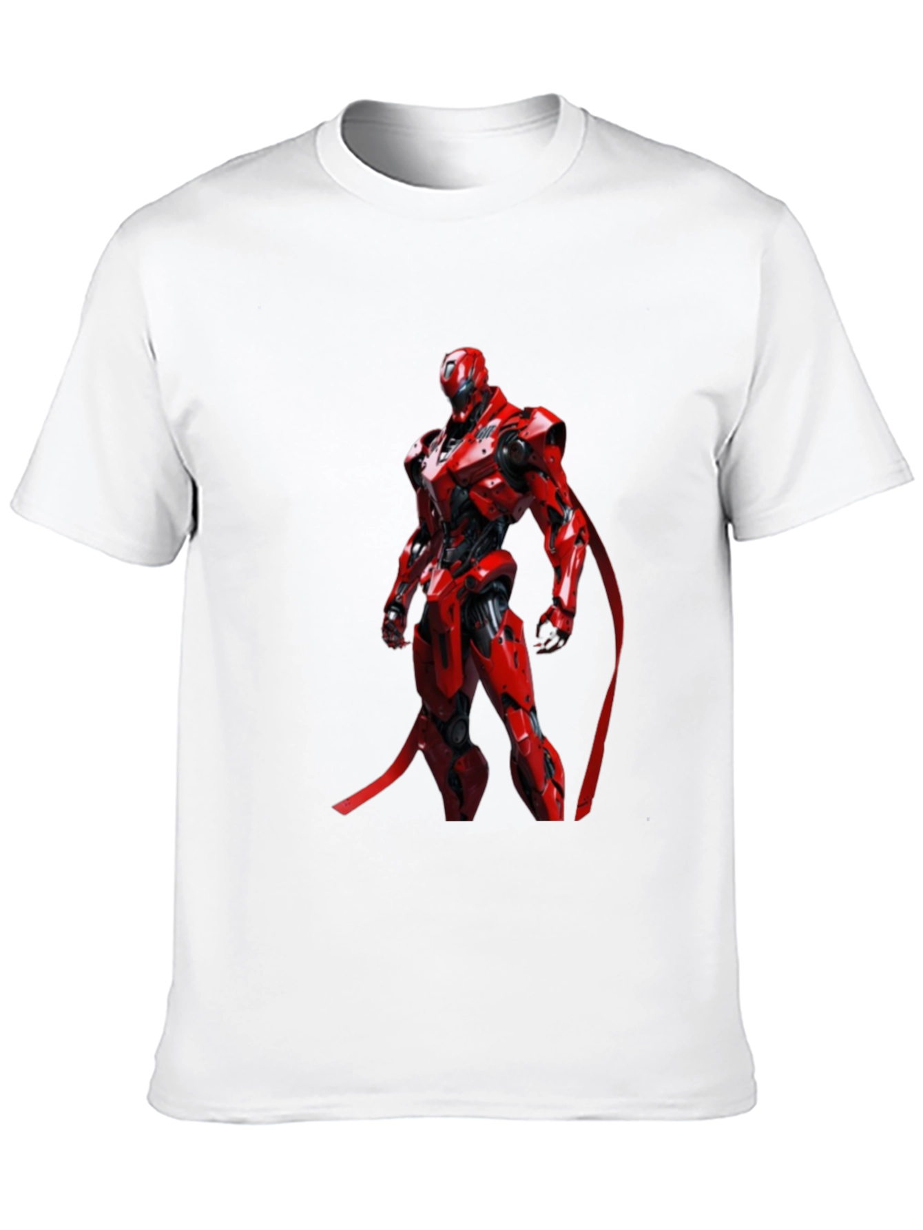 Red Robot Graphic Print Black T-Shirt