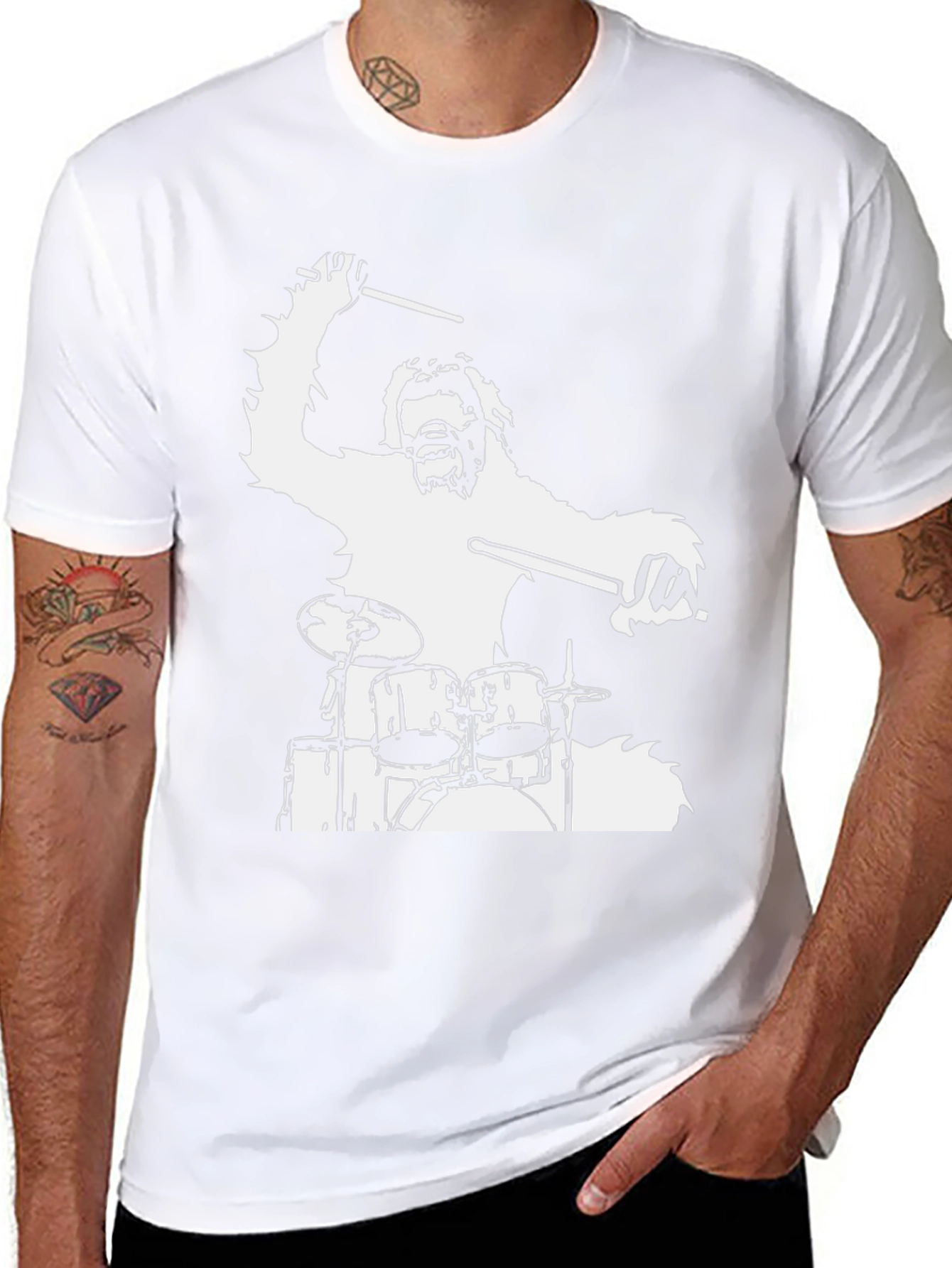 Drummer Bigfoot Graphic Tee - Black Cotton T-Shirt