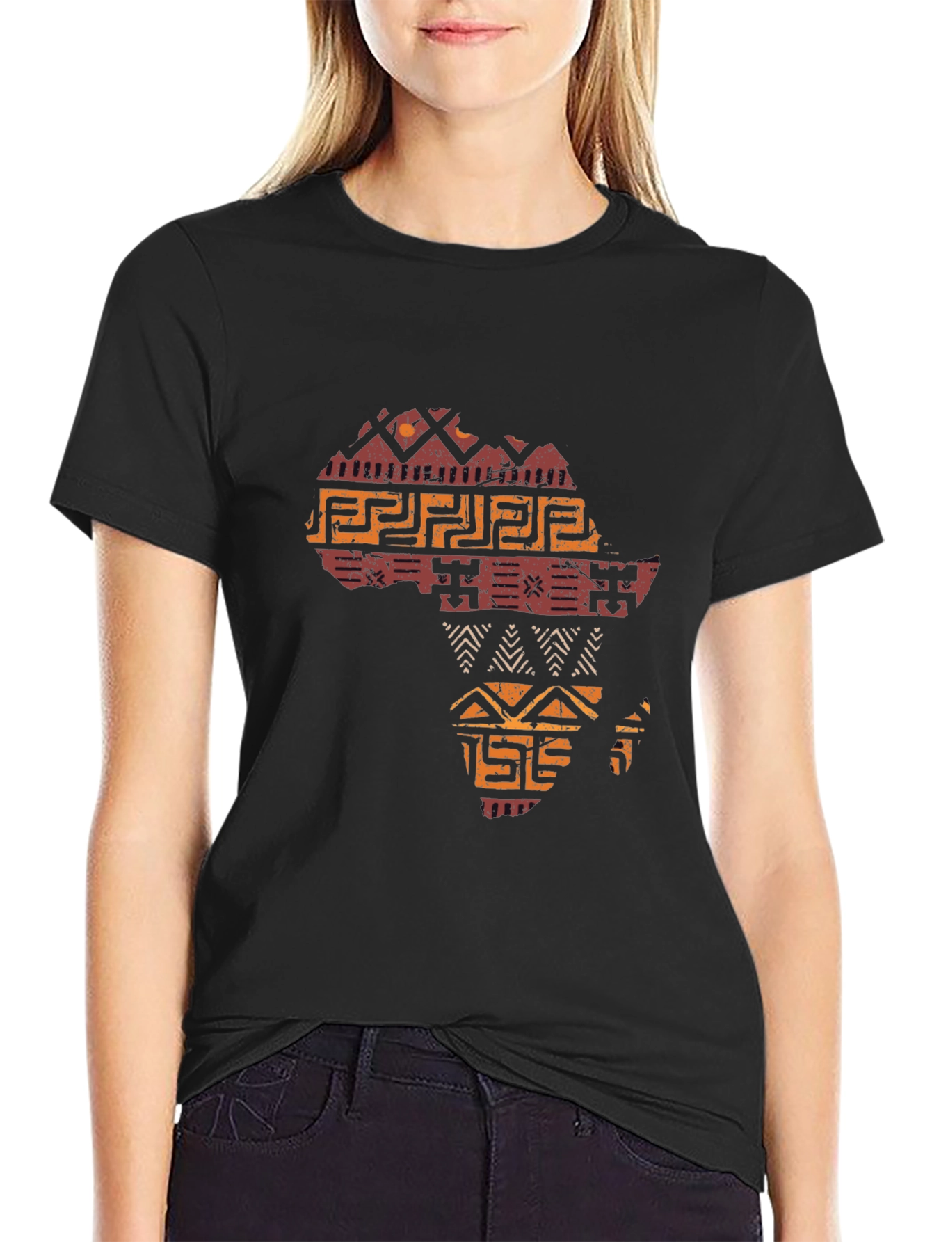 African Tribal Art Mens Black T-Shirt