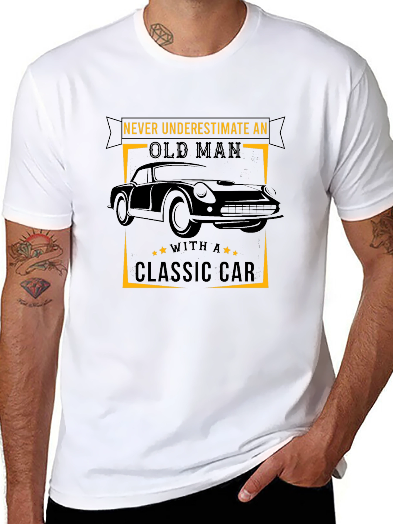 Classic Car Old Man Graphic T-Shirt