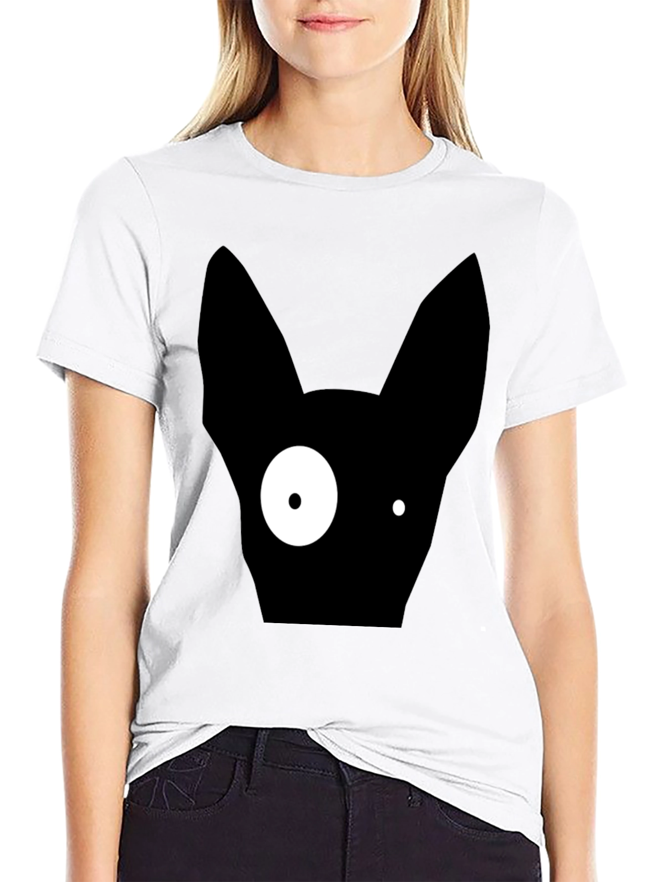 Abstract One-Eyed Cat Graphic T-Shirt