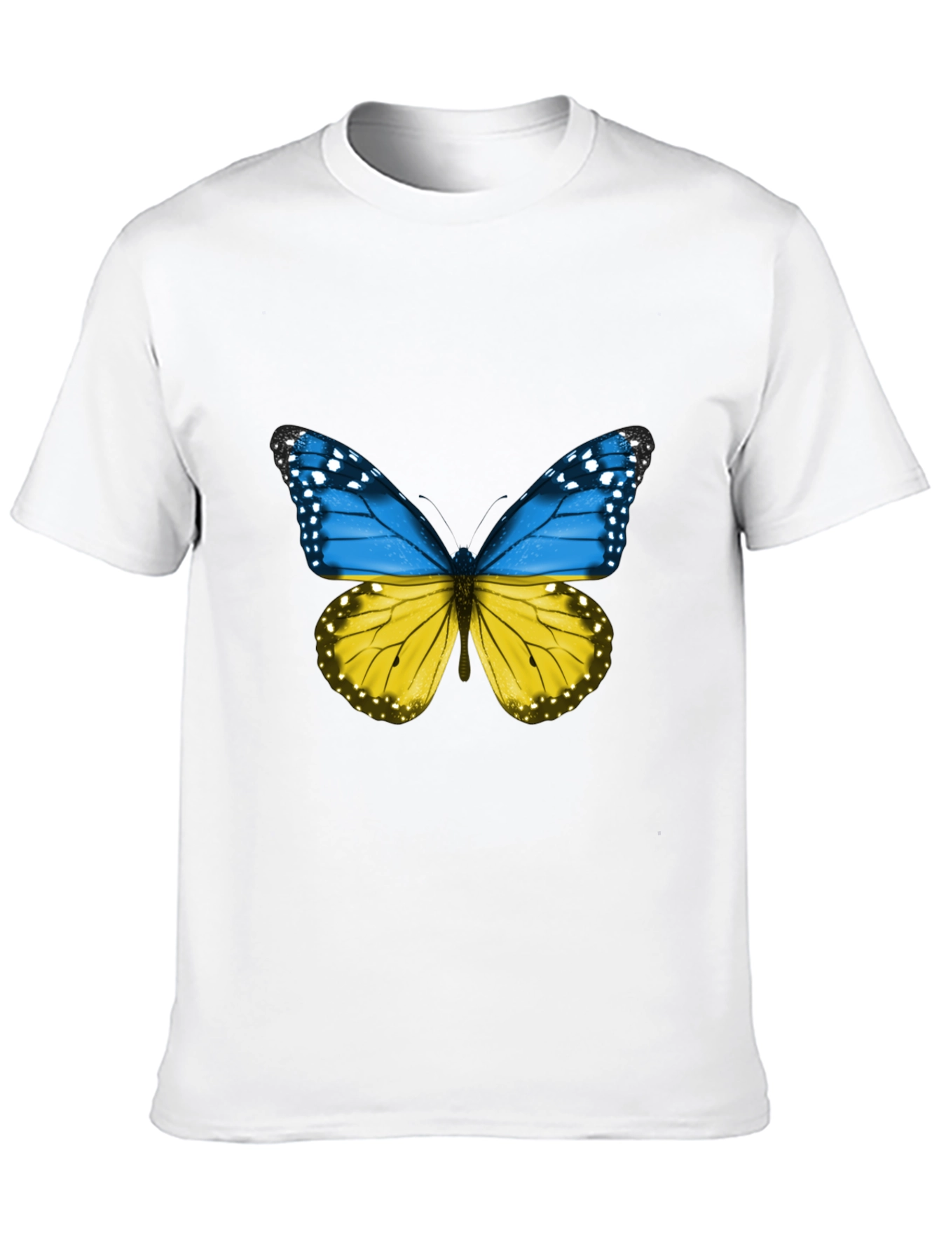 Ukraine Butterfly Graphic Tee - Black Cotton T-Shirt