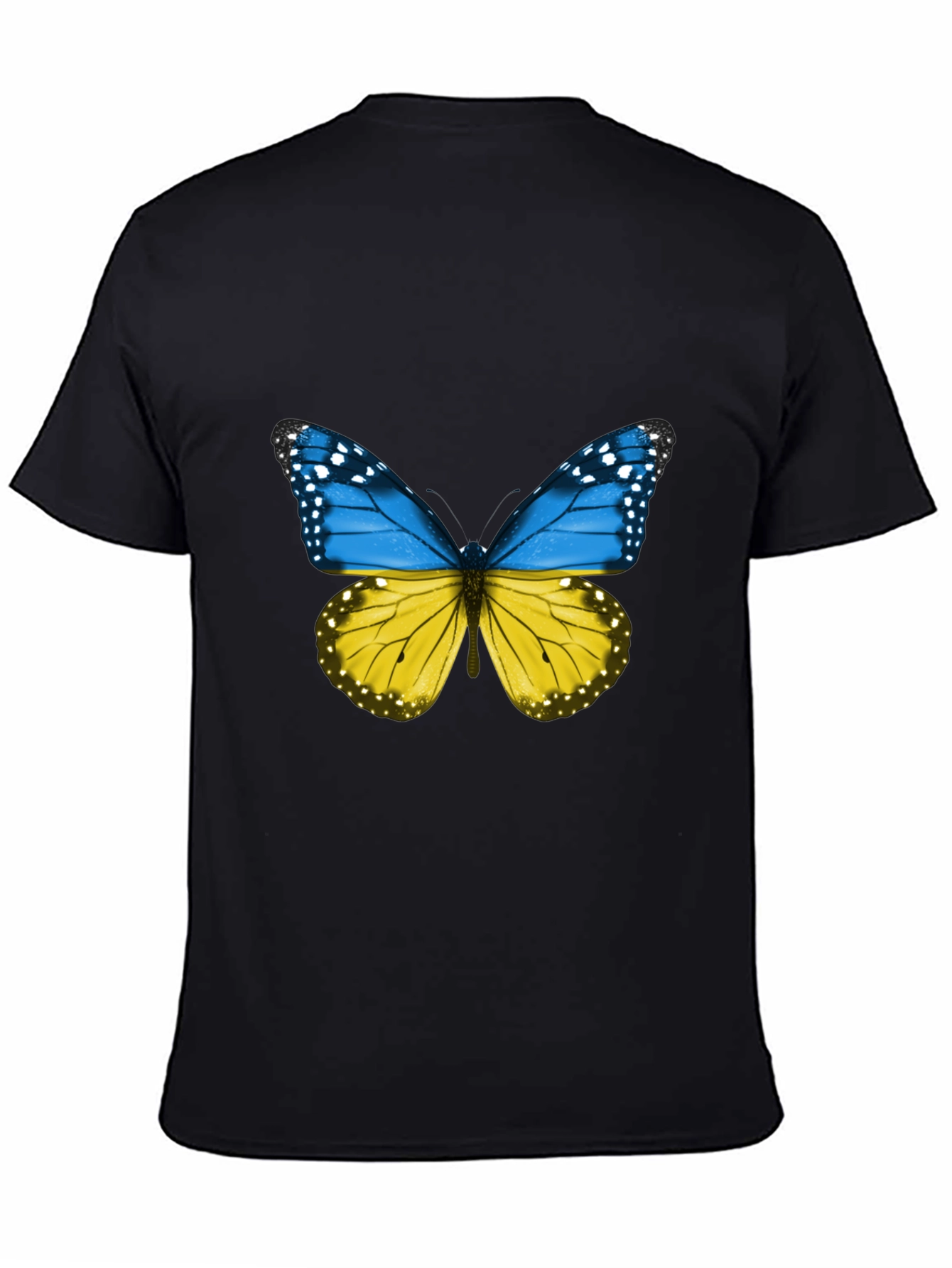Ukraine Butterfly Graphic Tee - Black Cotton T-Shirt