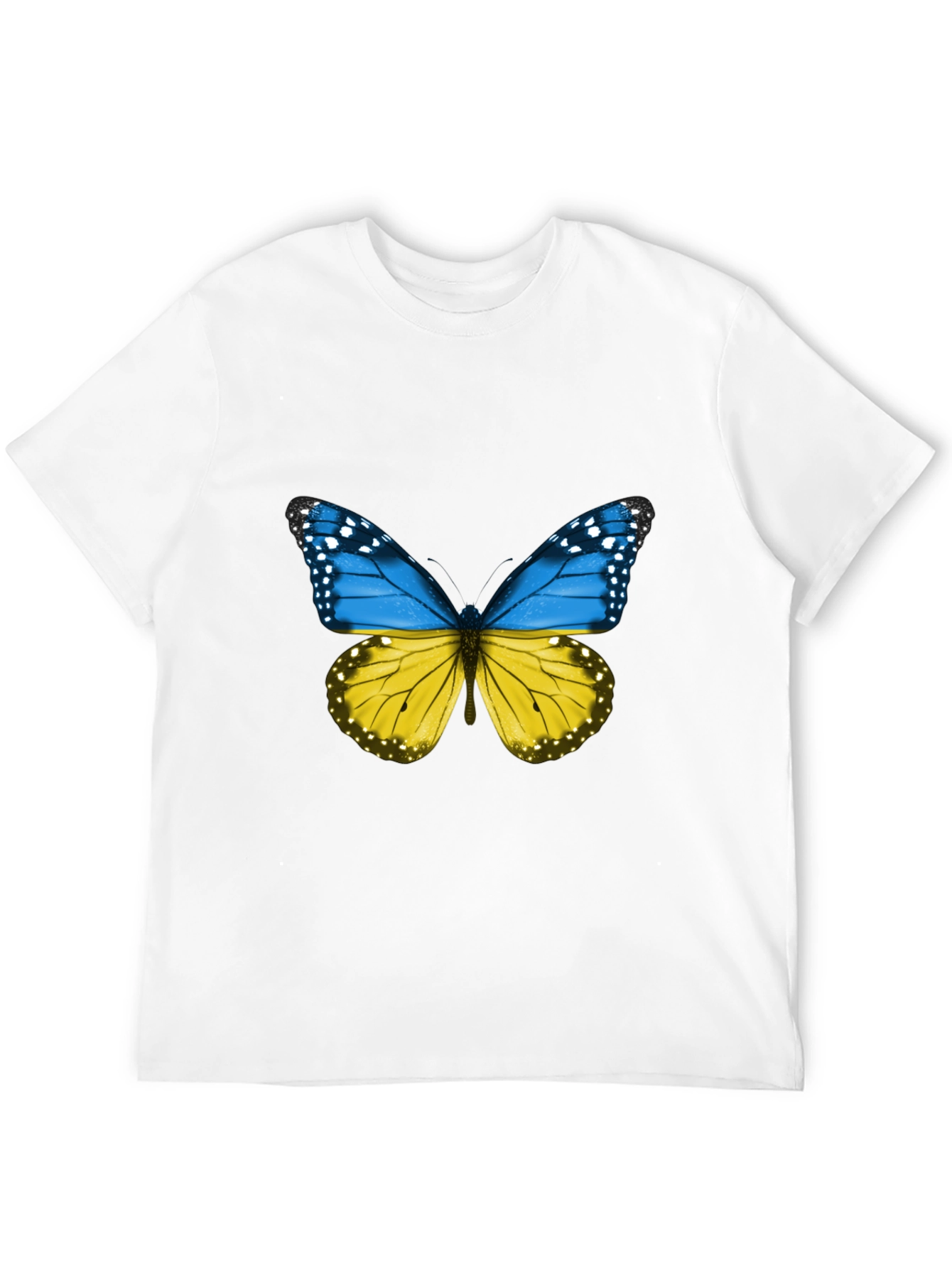 Ukraine Butterfly Graphic Tee - Black Cotton T-Shirt