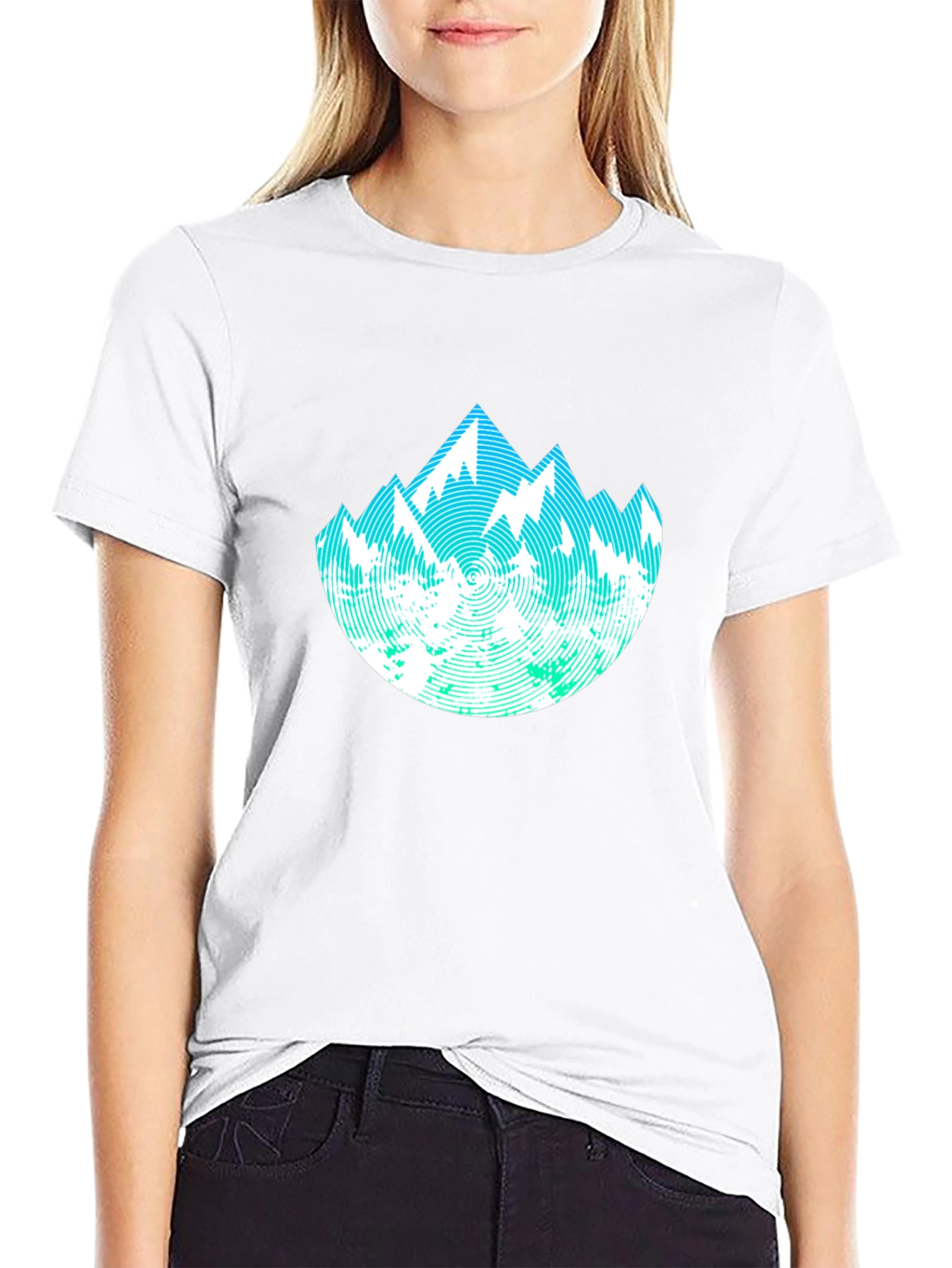 Abstract Mountain Graphic Tee - Black
