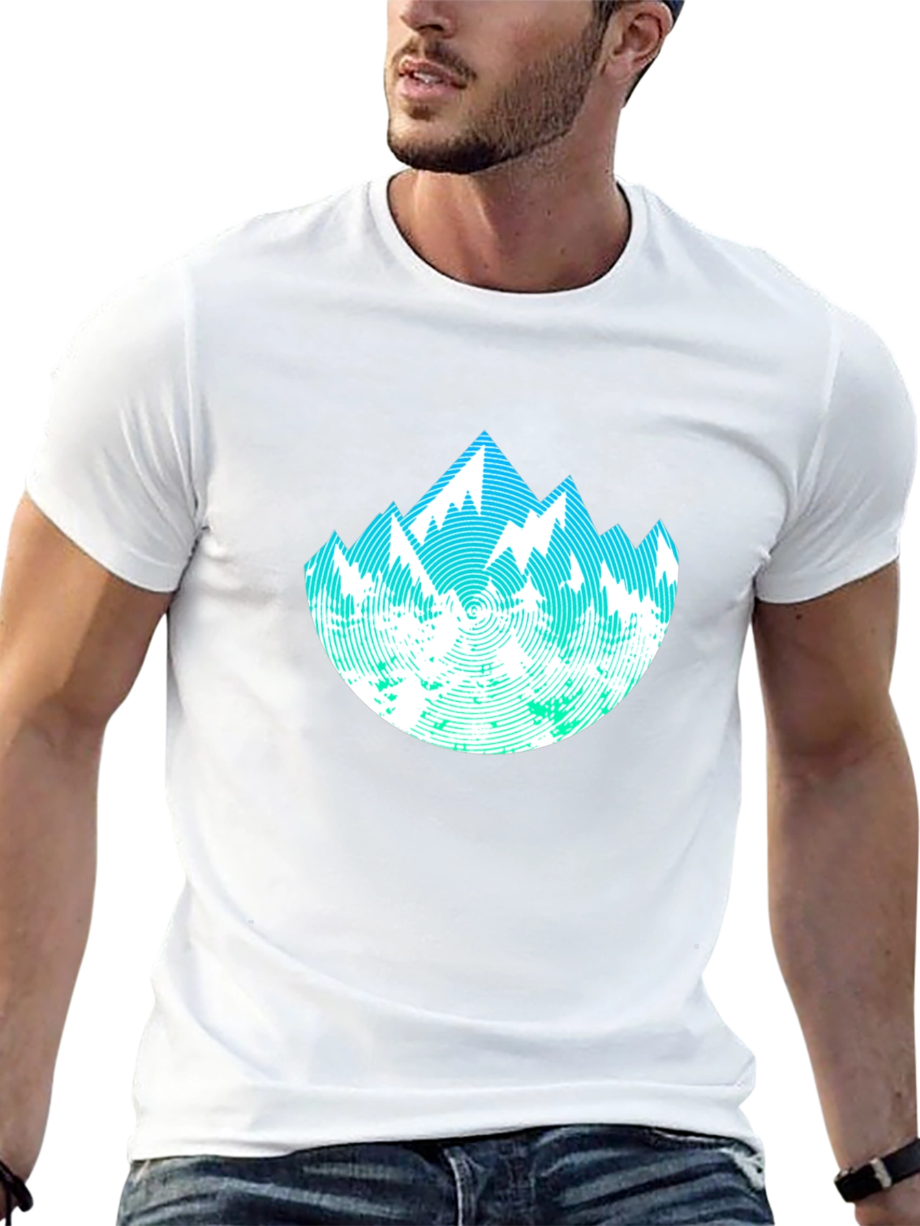 Abstract Mountain Graphic Tee - Black