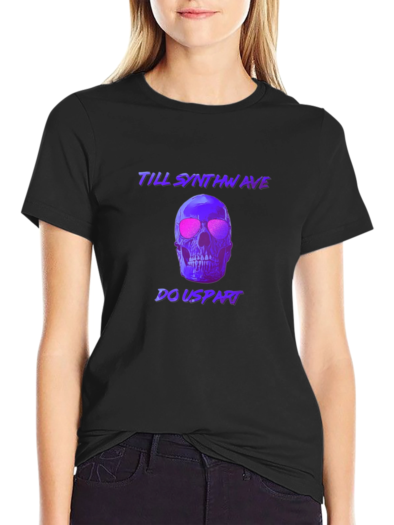 Synthwave Skull T-Shirt - Till Synthwave Do Us Part