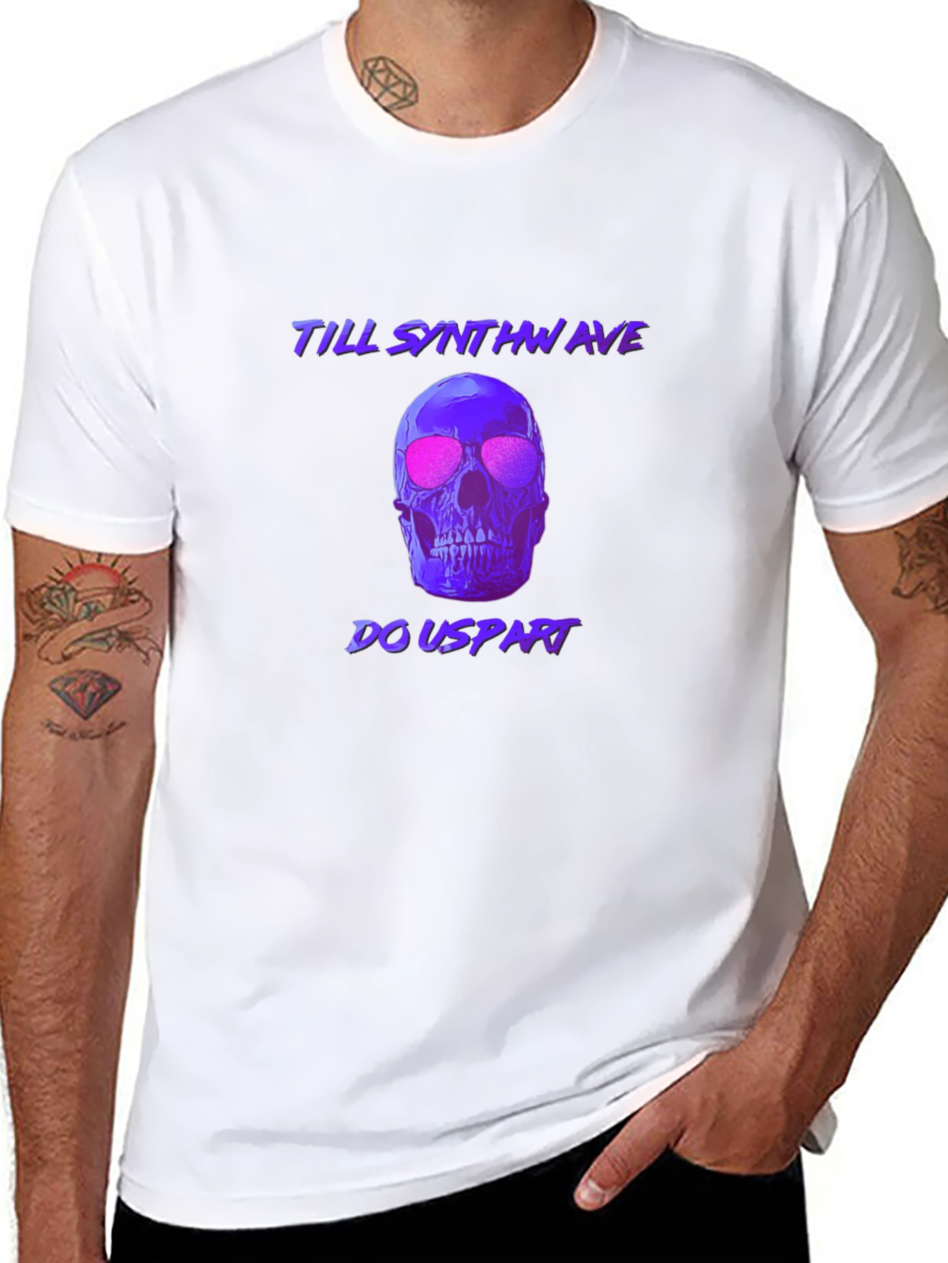 Synthwave Skull T-Shirt - Till Synthwave Do Us Part