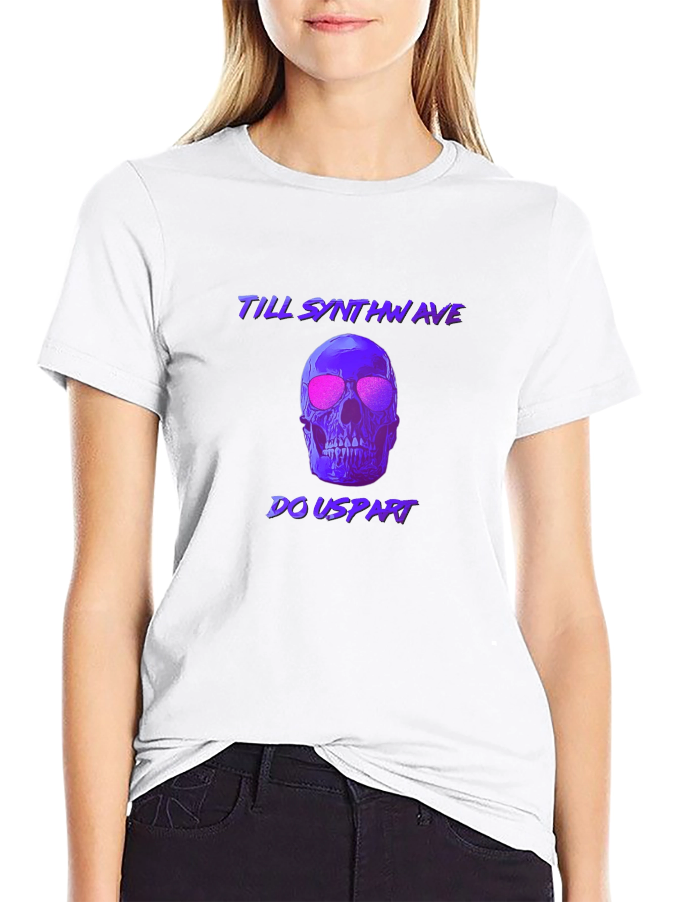 Synthwave Skull T-Shirt - Till Synthwave Do Us Part