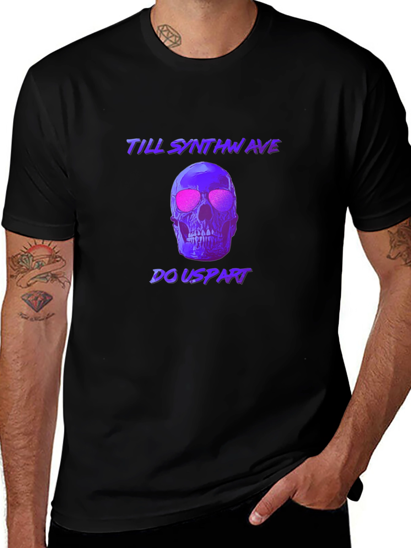 Synthwave Skull T-Shirt - Till Synthwave Do Us Part