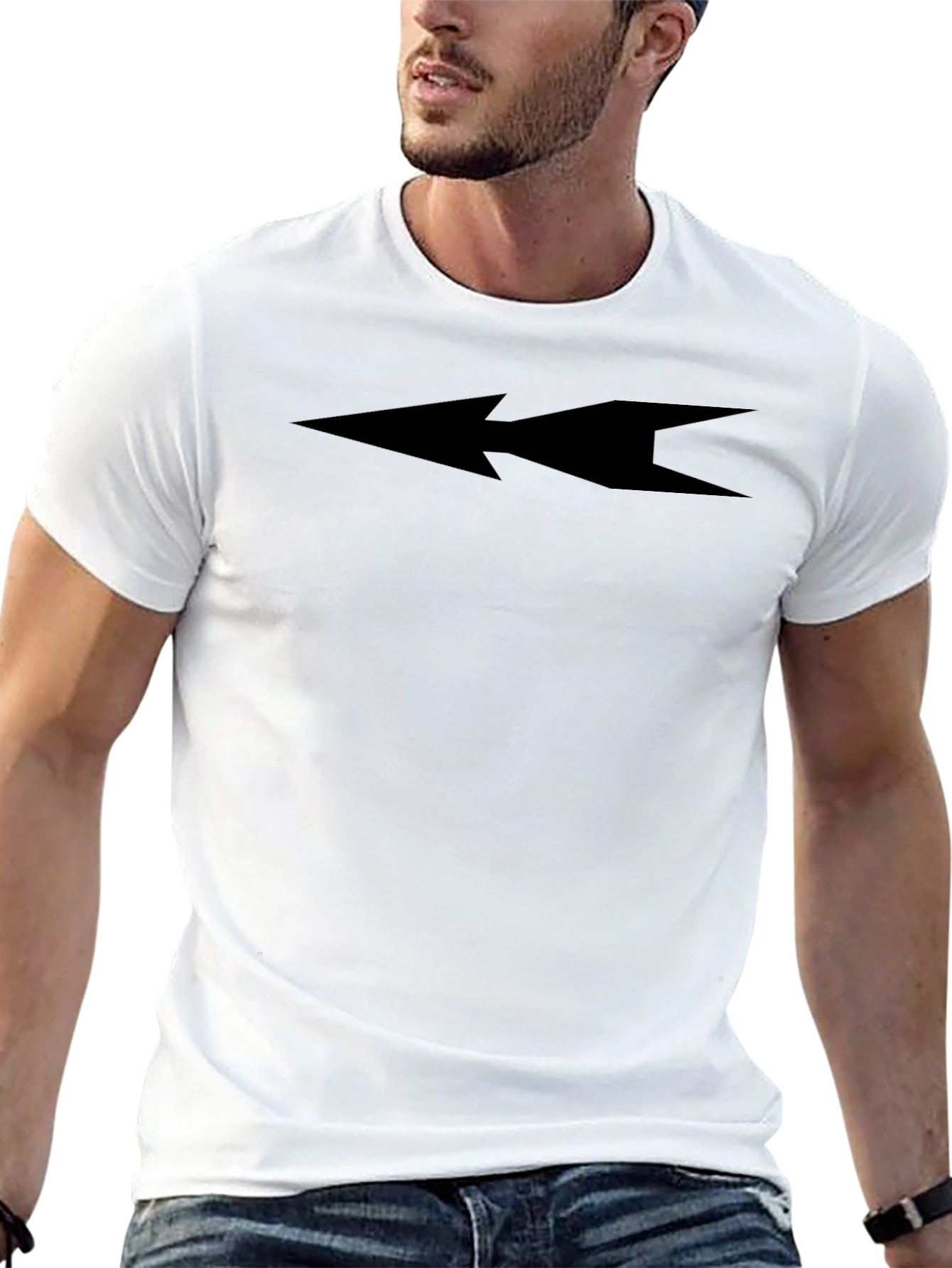 Sleek Black Graphic Tee - Double Arrow Design