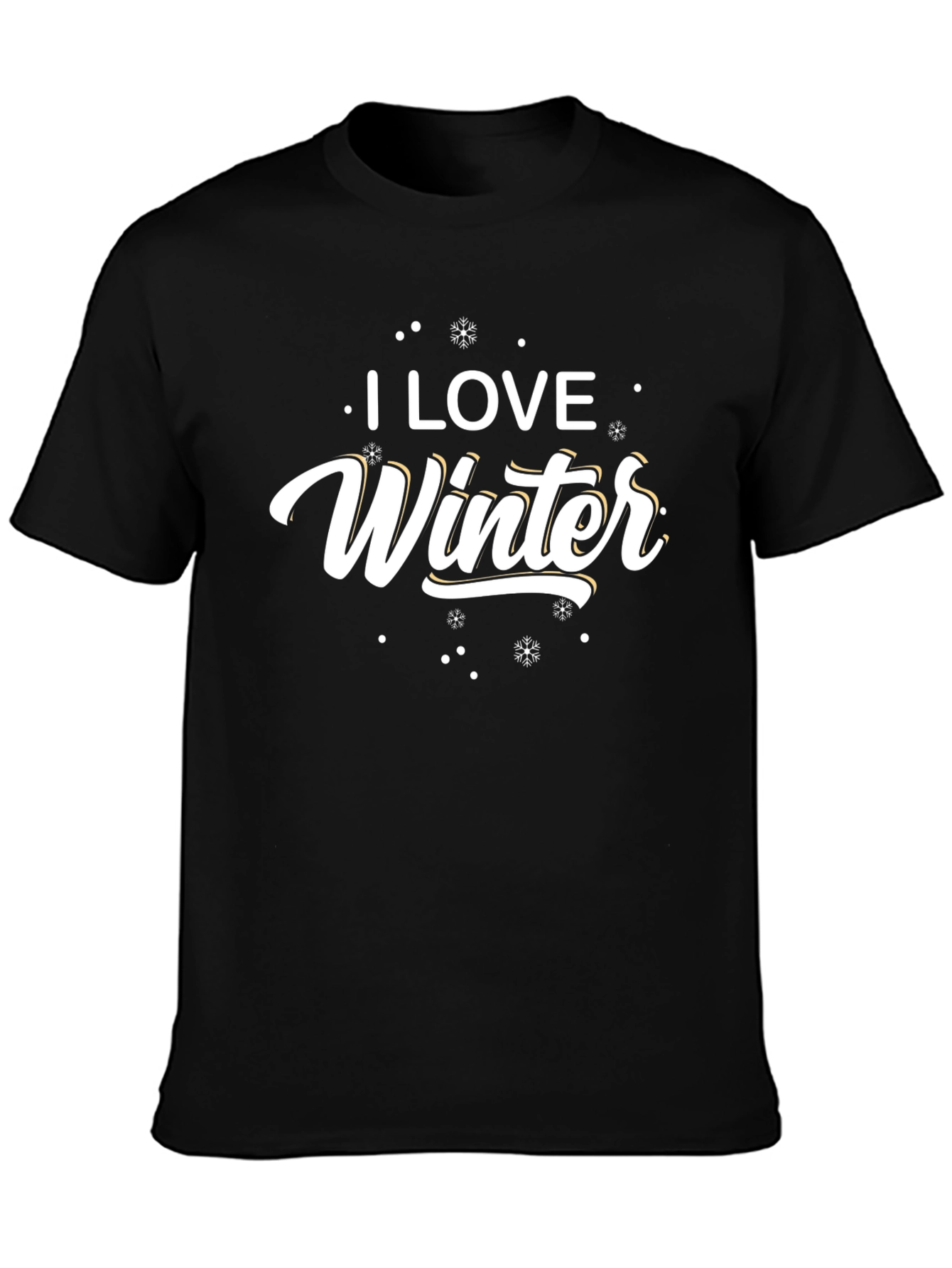 I Love Winter Black Graphic T-Shirt