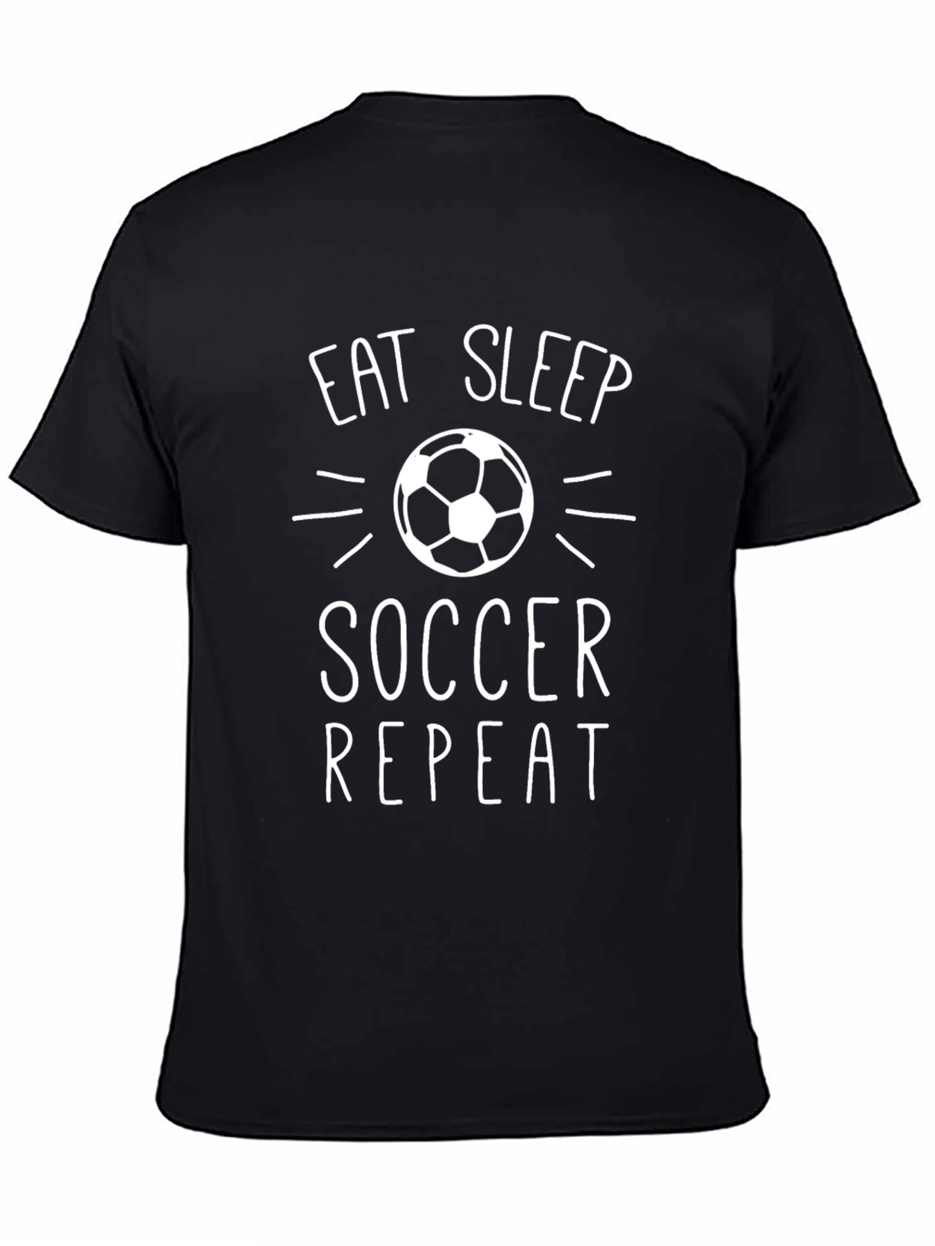 Eat Sleep Soccer Repeat Black Graphic T-Shirt
