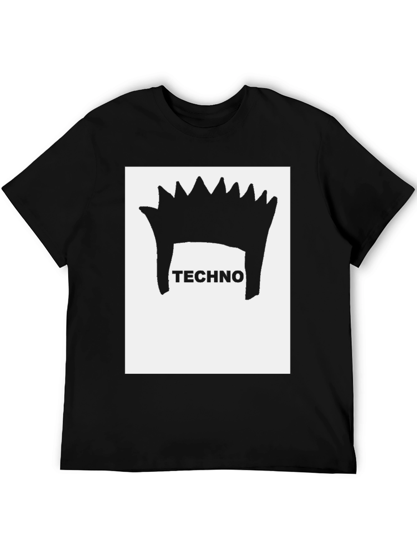 Techno Hair Graphic Tee - Black Cotton T-Shirt