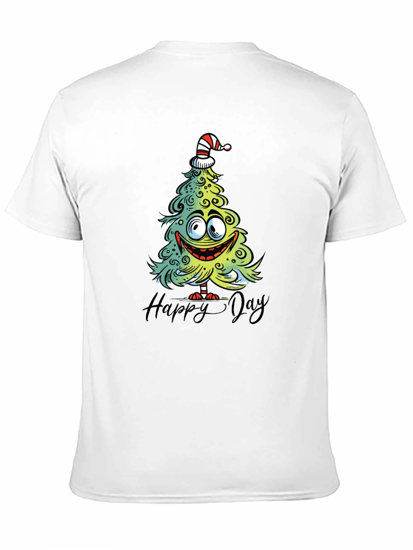Funny Christmas Tree Graphic Tee - Happy Day Shirt