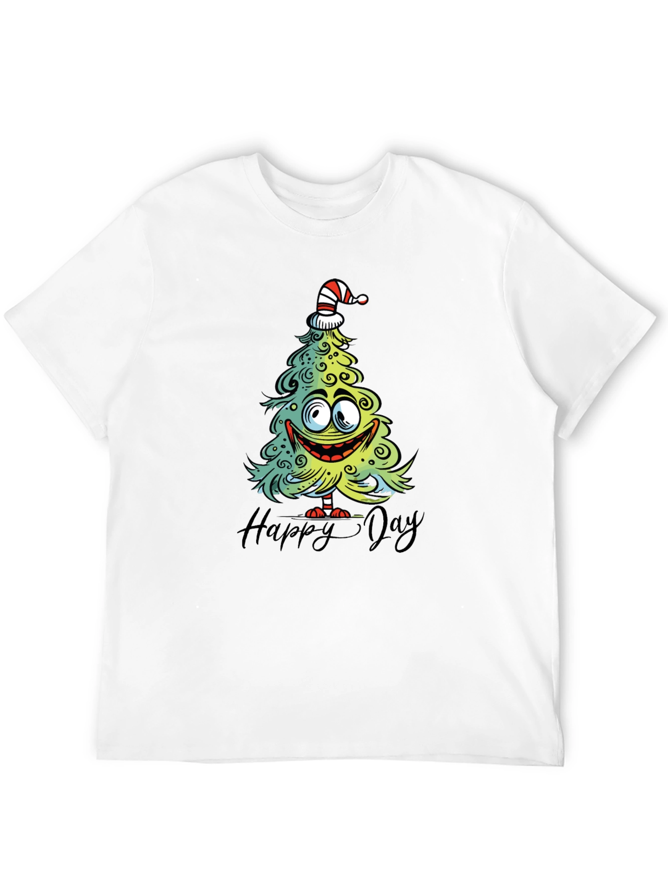 Funny Christmas Tree Graphic Tee - Happy Day Shirt