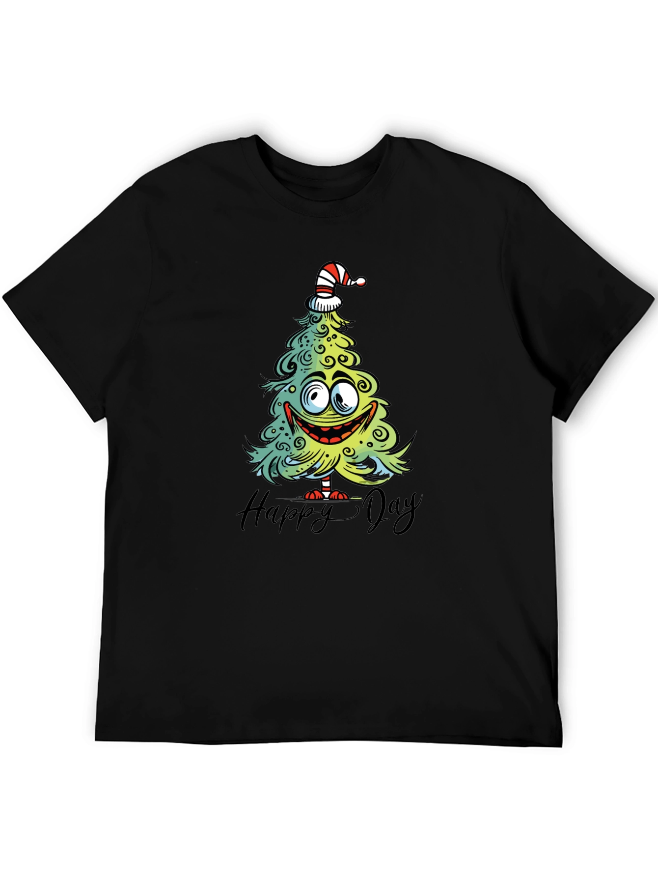 Funny Christmas Tree Graphic Tee - Happy Day Shirt