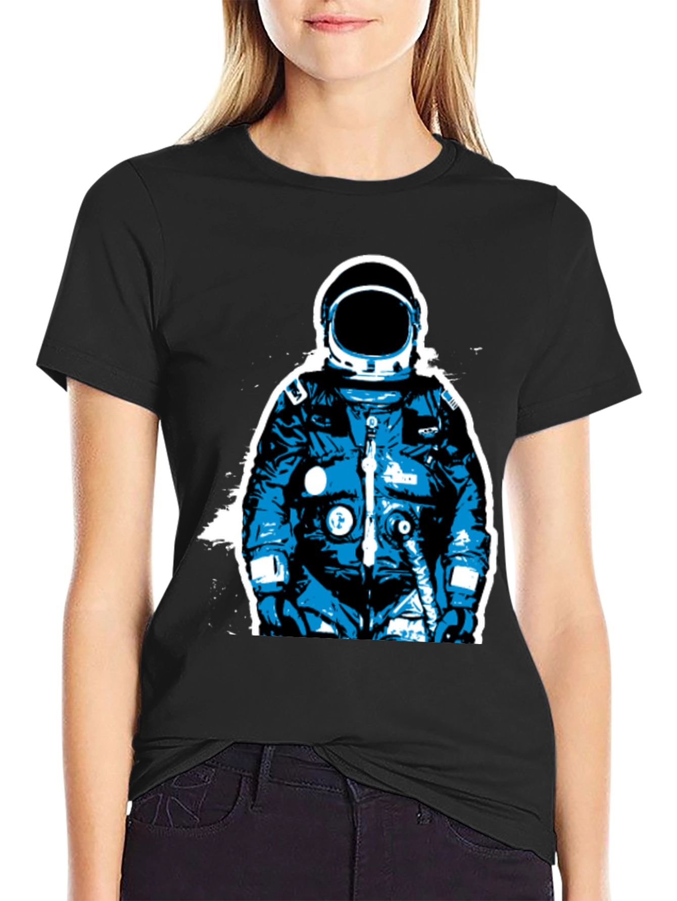 Astronaut Graphic Print Black T-Shirt