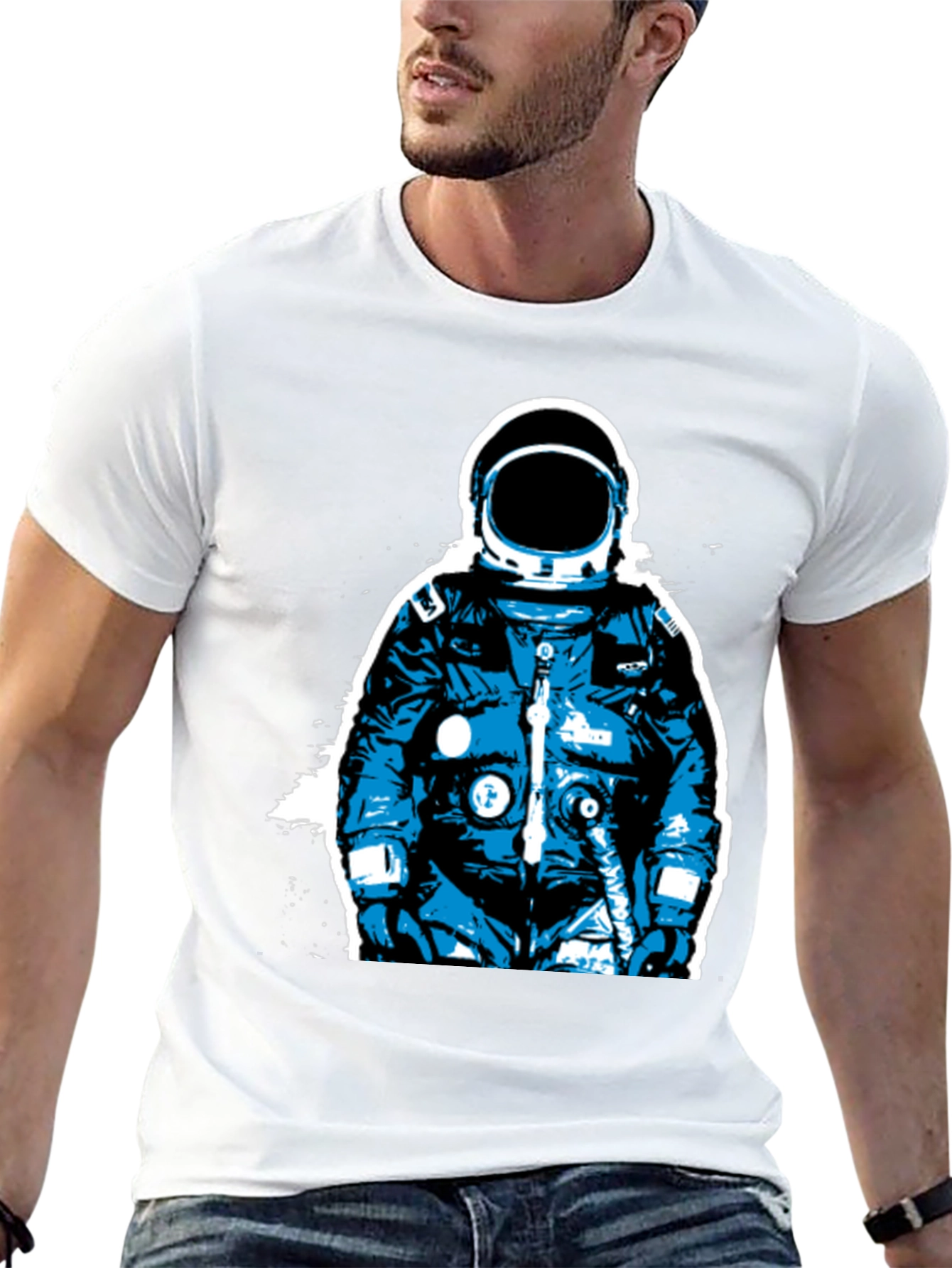 Astronaut Graphic Print Black T-Shirt