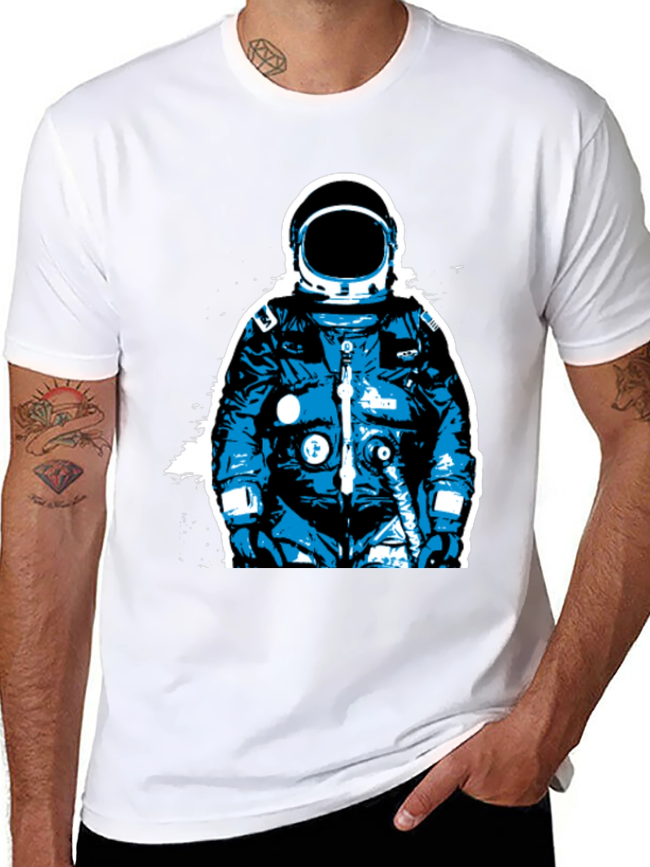 Astronaut Graphic Print Black T-Shirt