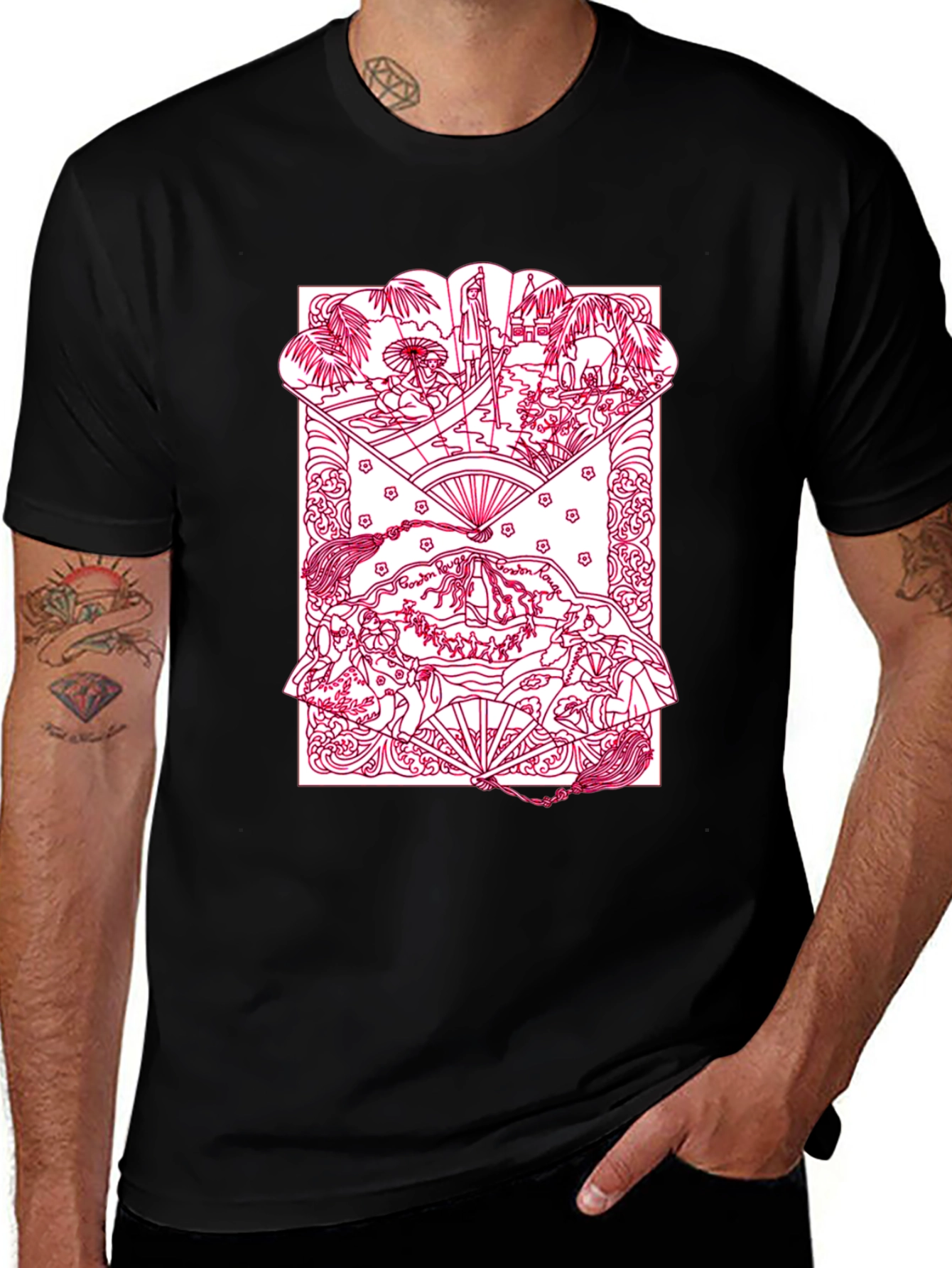 Artistic Graphic Print Crew Neck T-Shirt