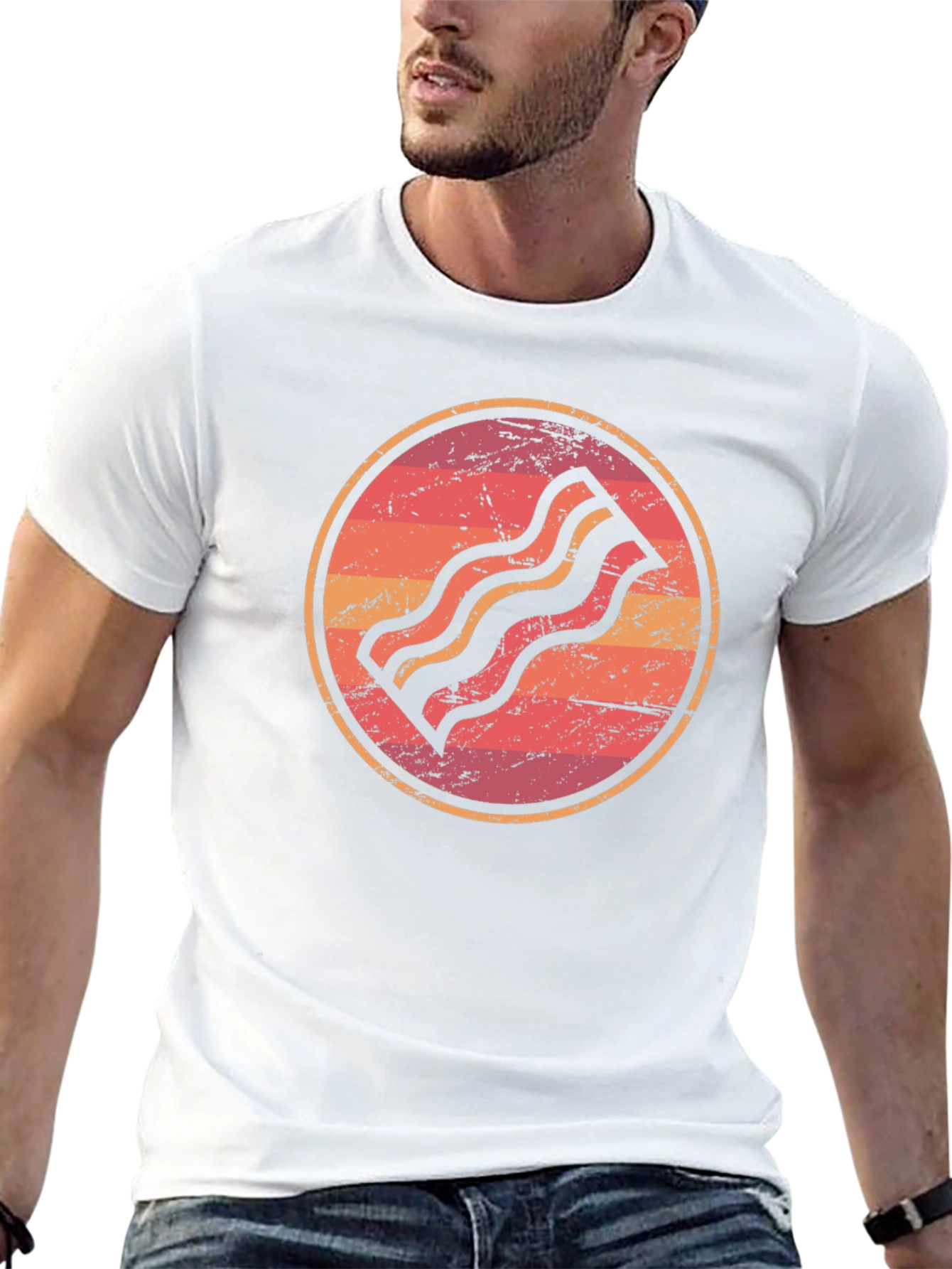 Retro Bacon Graphic Tee - Black Unisex T-Shirt