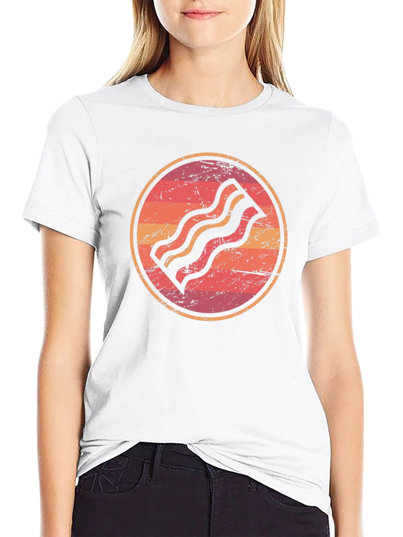 Retro Bacon Graphic Tee - Black Unisex T-Shirt