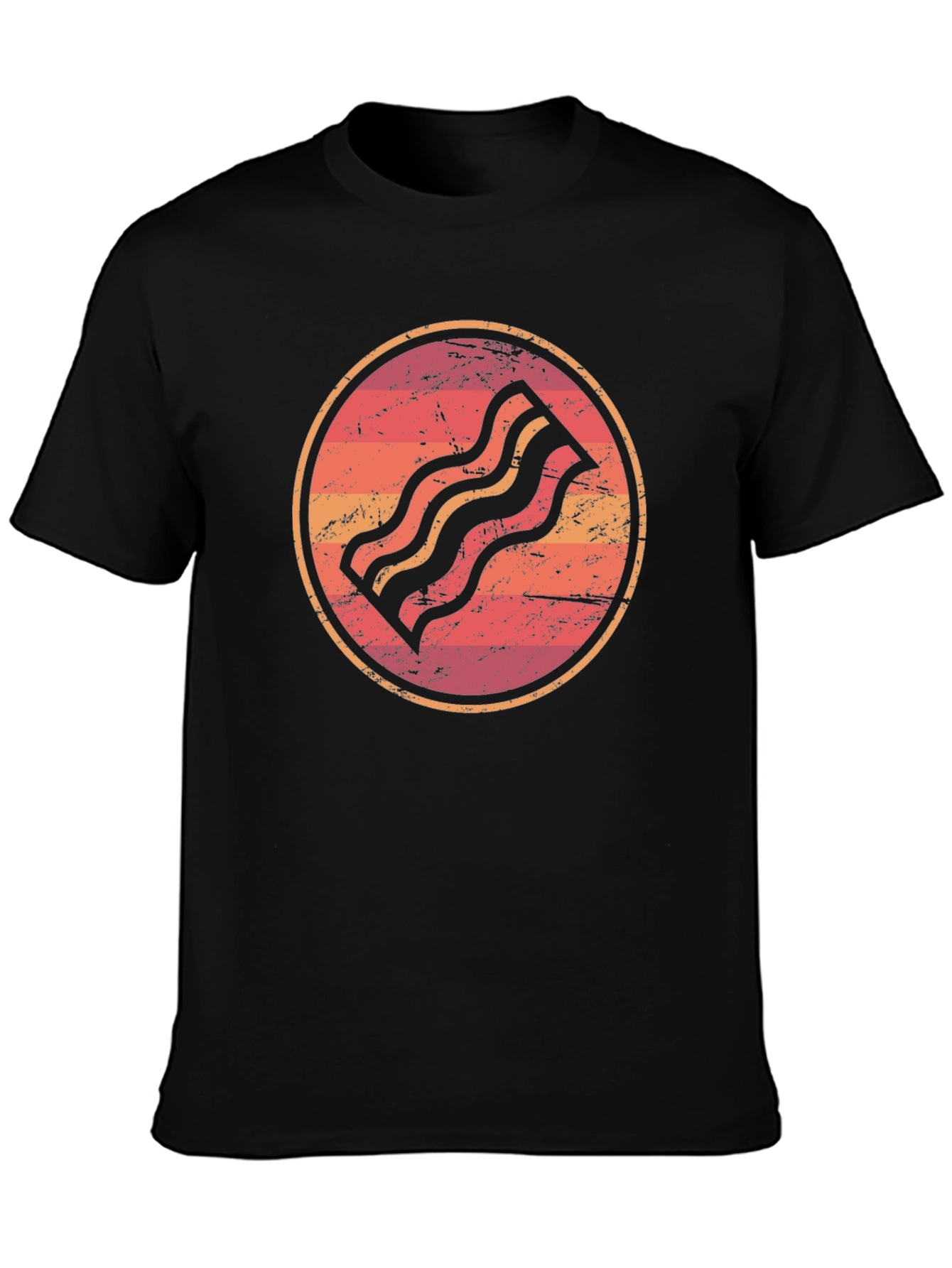 Retro Bacon Graphic Tee - Black Unisex T-Shirt