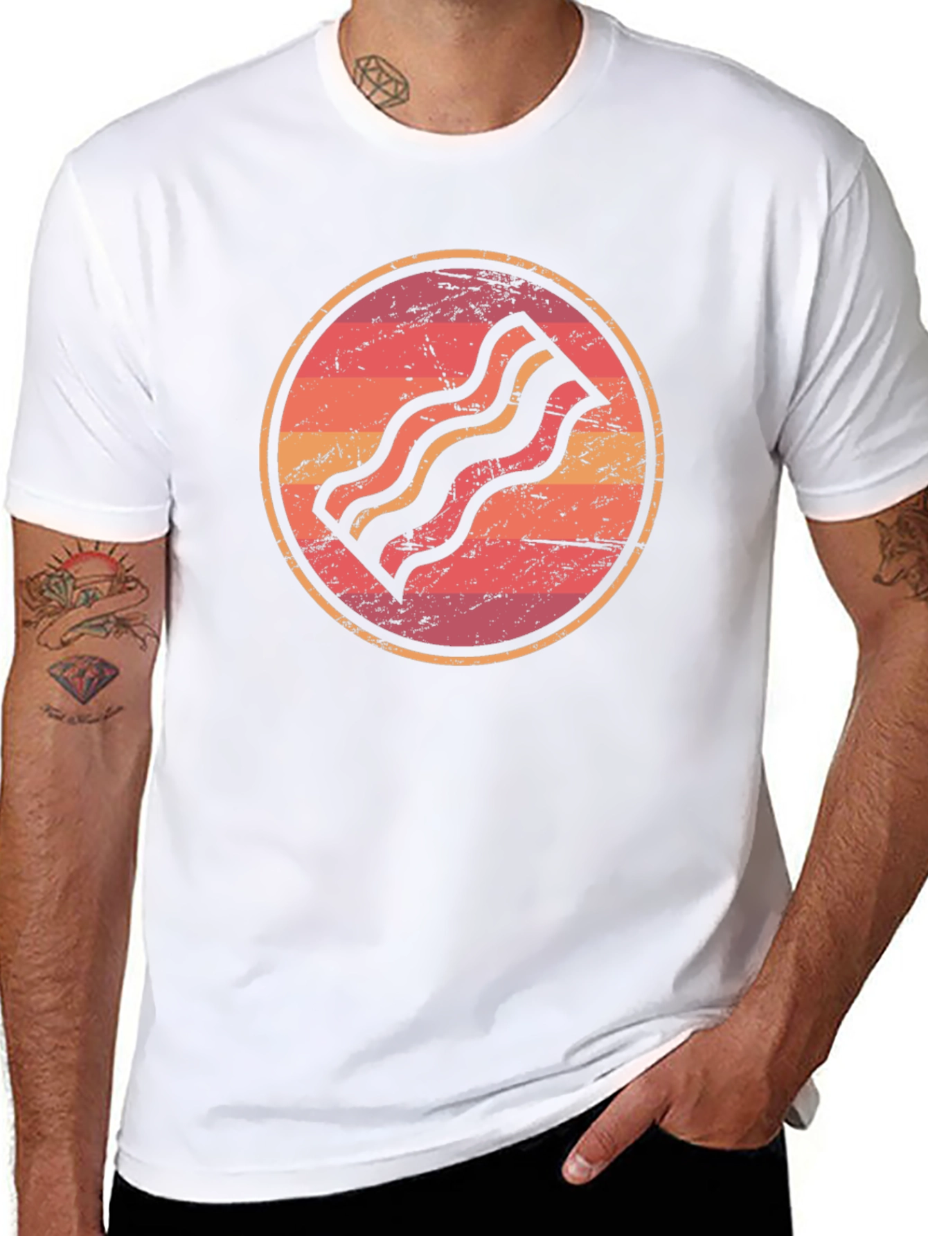 Retro Bacon Graphic Tee - Black Unisex T-Shirt