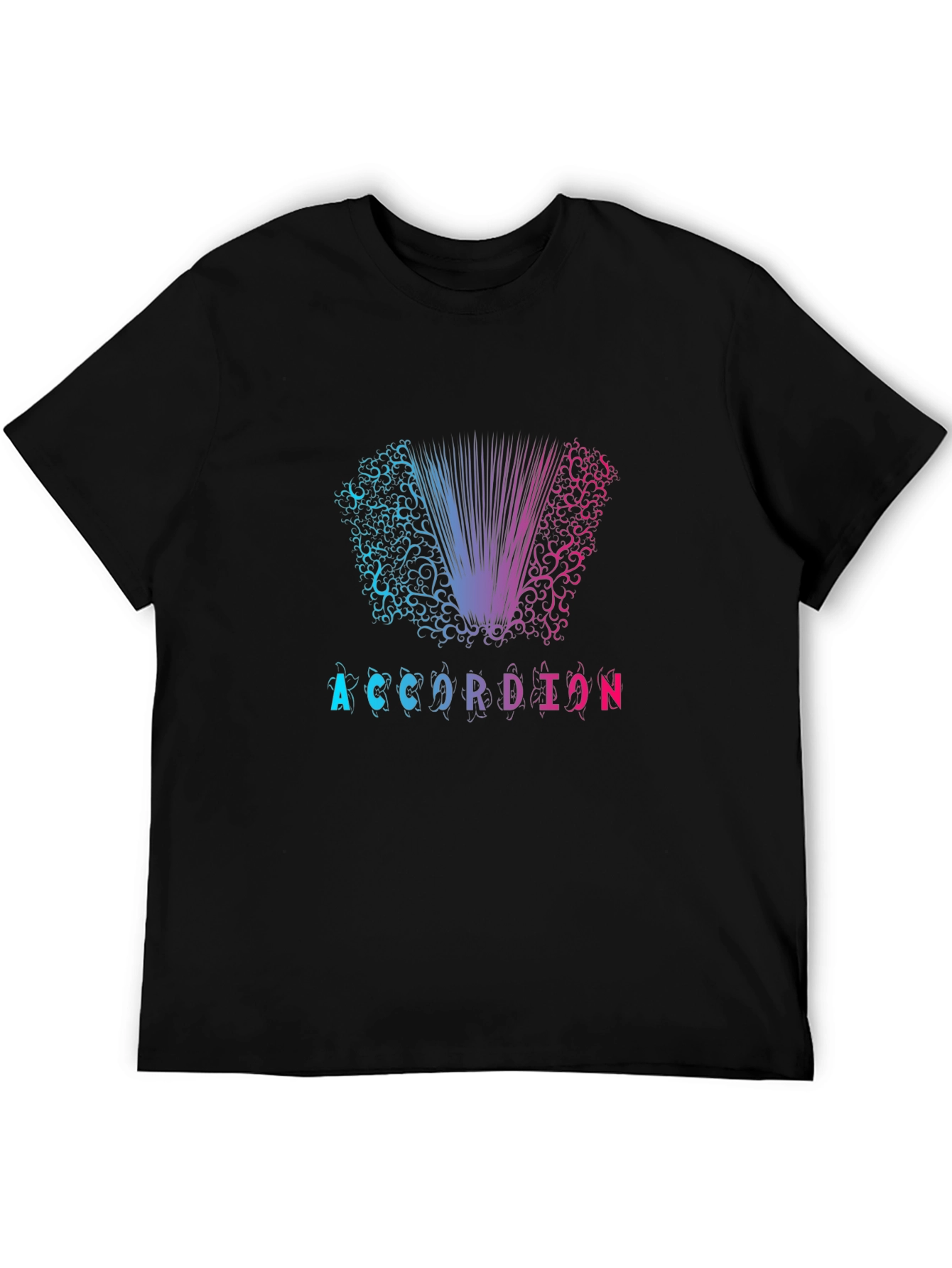 Accordion Graphic Print Black T-Shirt
