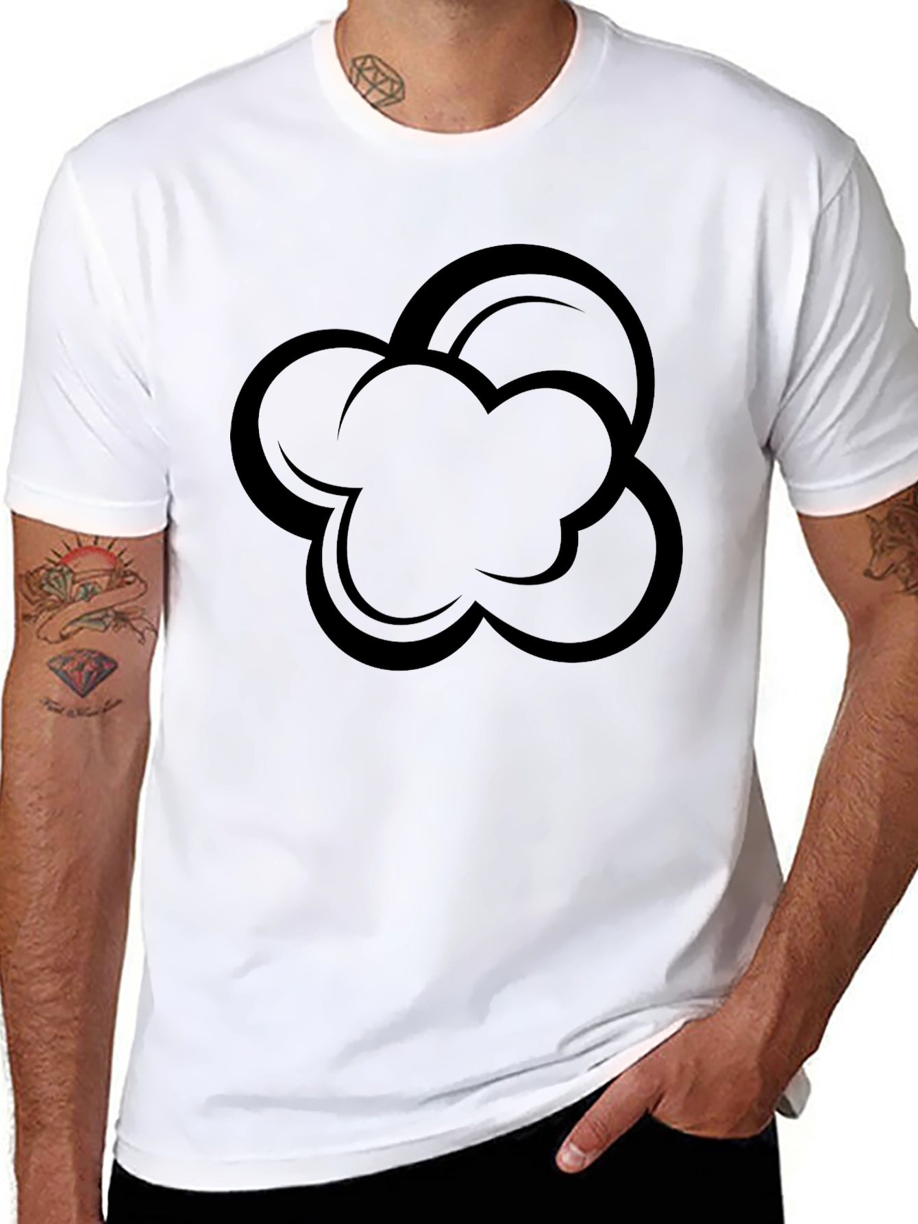 Abstract Cloud Graphic Black T-Shirt