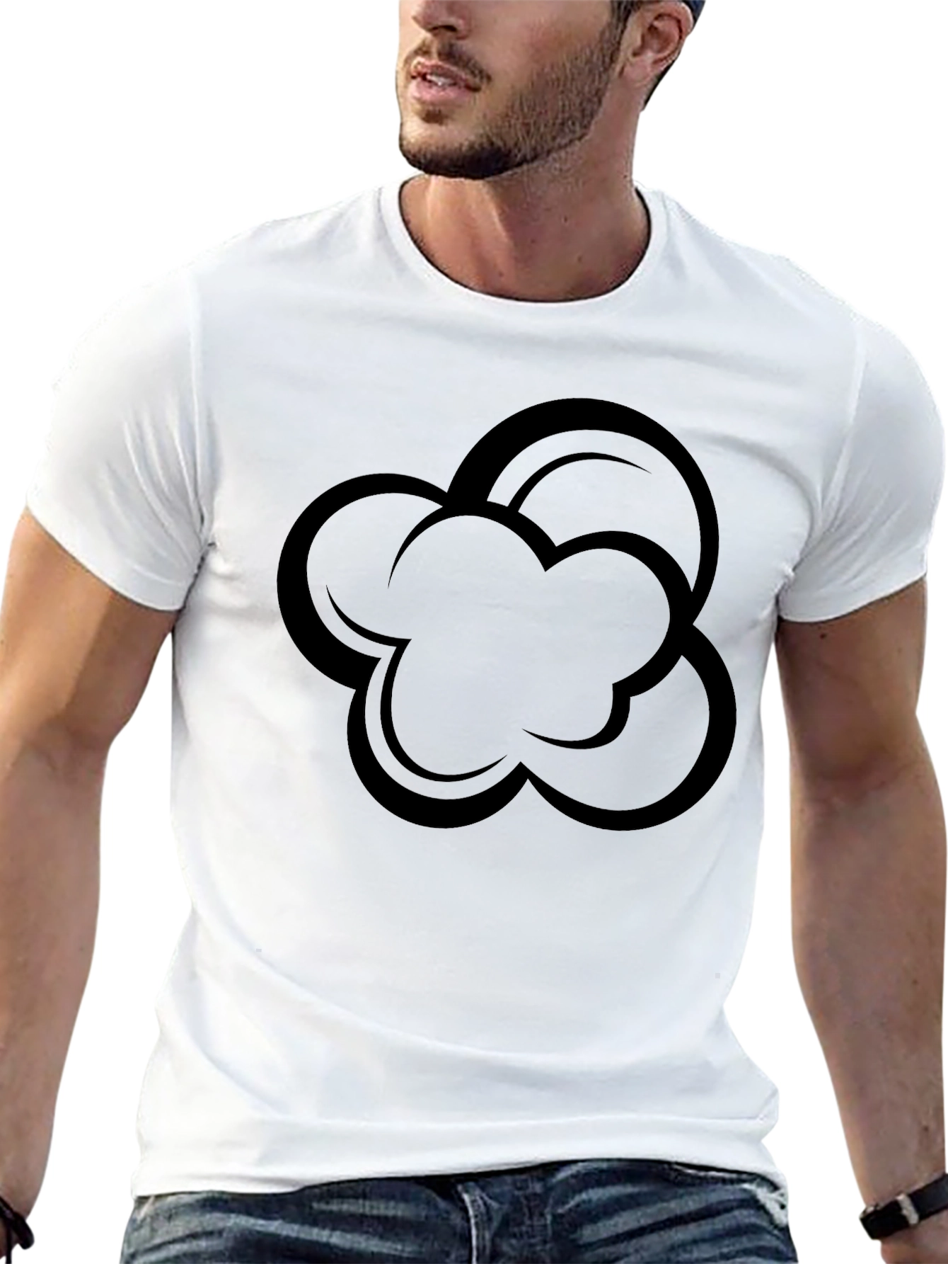 Abstract Cloud Graphic Black T-Shirt
