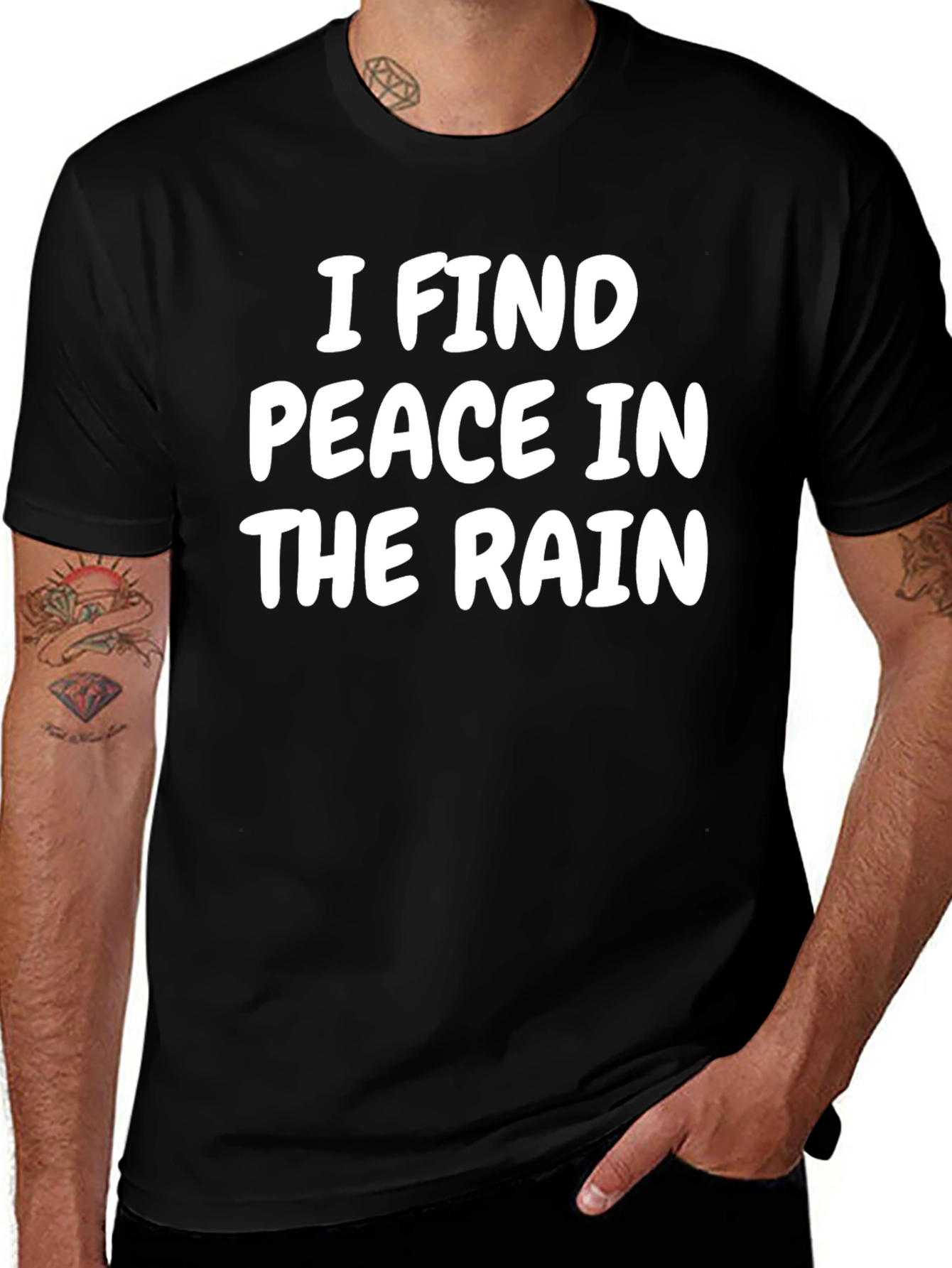 I Find Peace in the Rain Black Graphic Tee