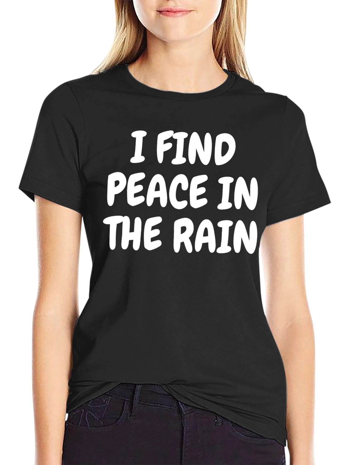 I Find Peace in the Rain Black Graphic Tee