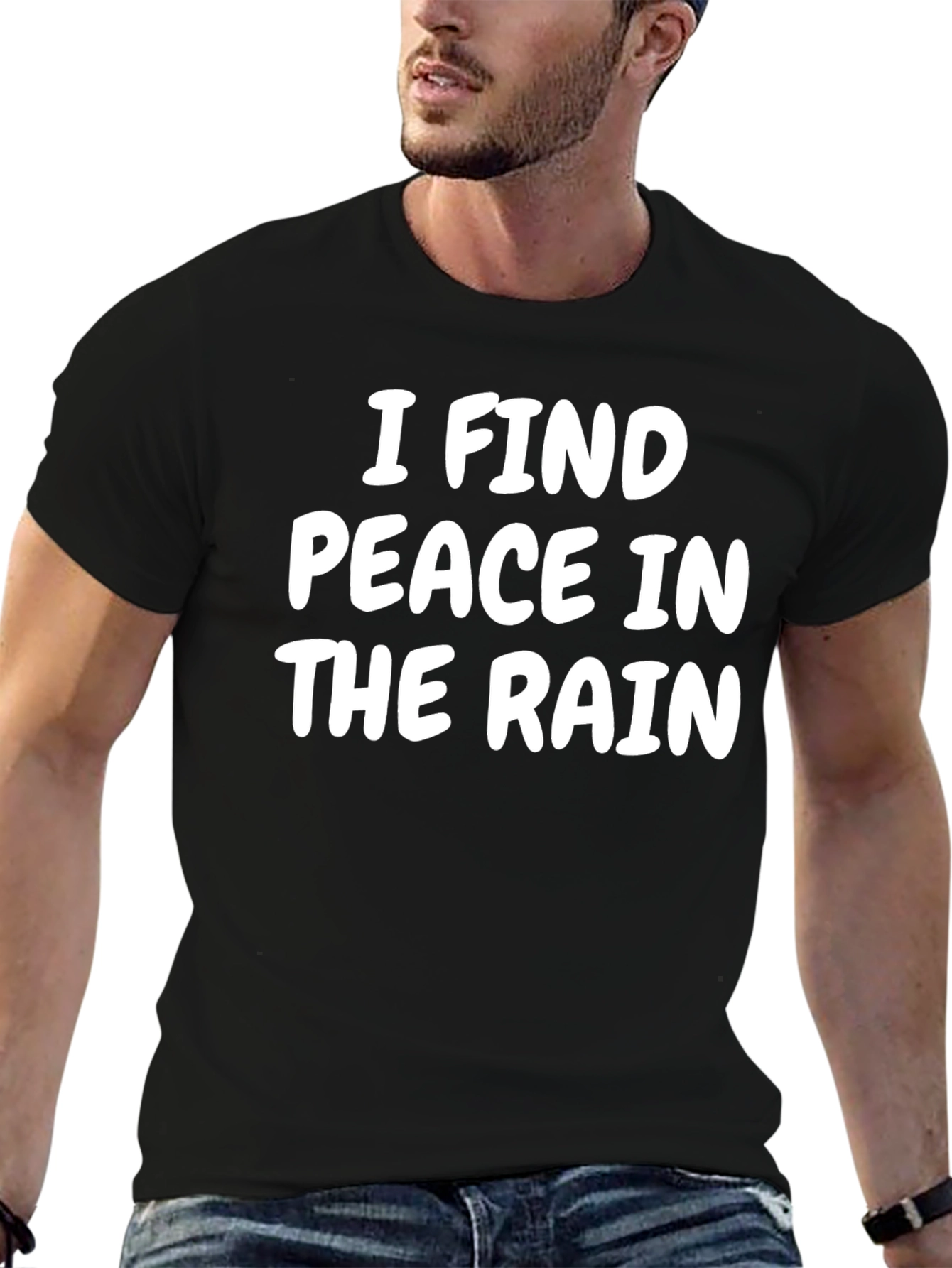 I Find Peace in the Rain Black Graphic Tee