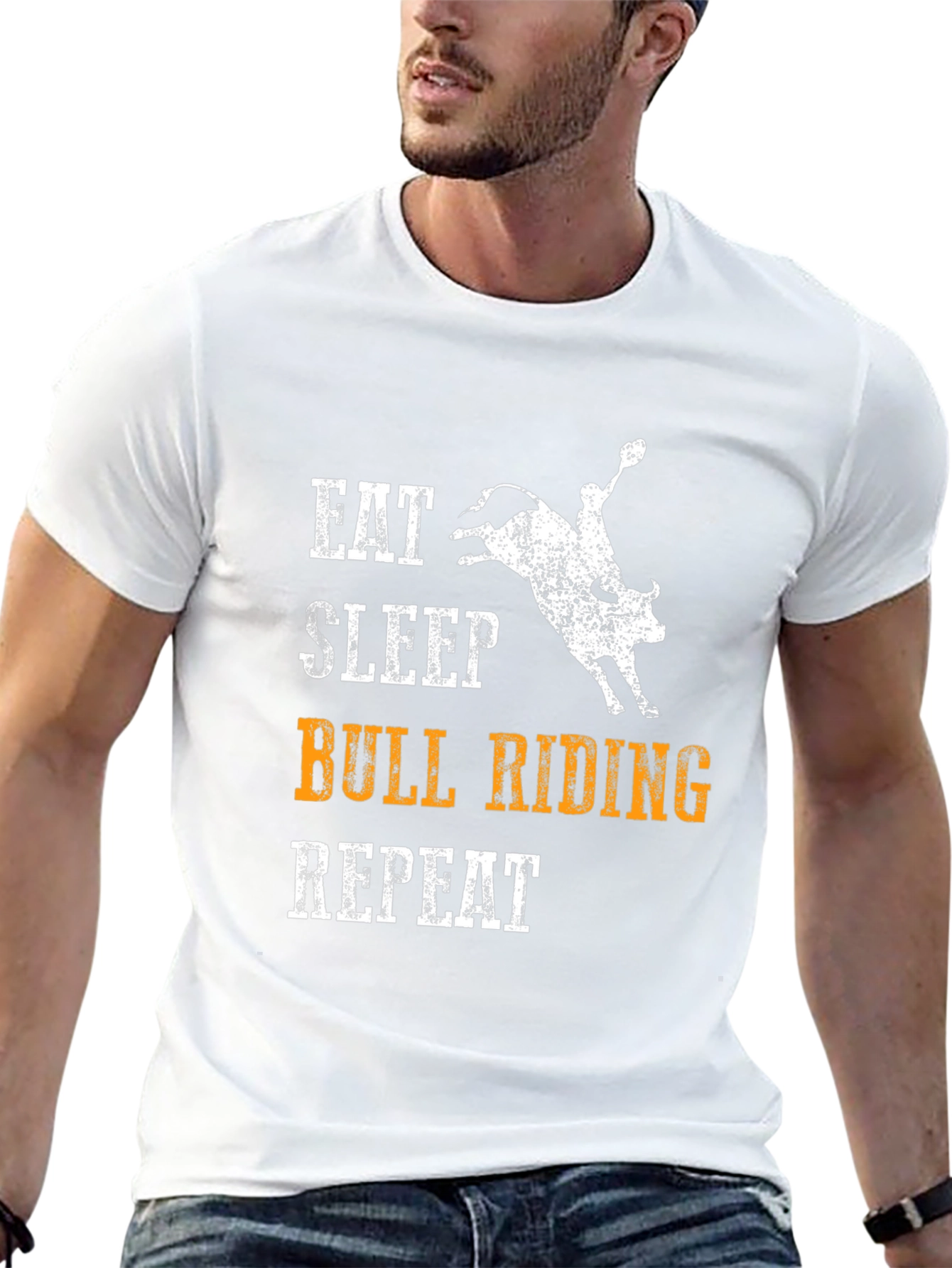Eat Sleep Bull Riding Repeat Black T-Shirt