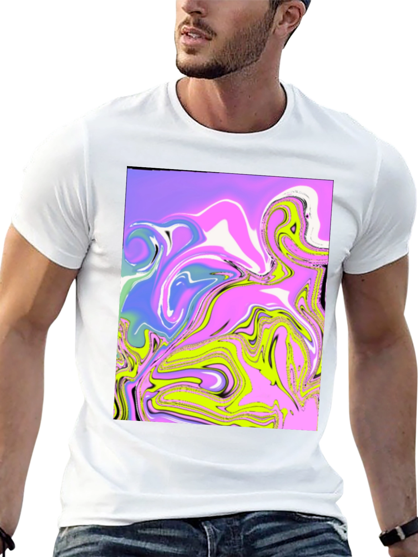 Abstract Marble Art Print Black T-Shirt