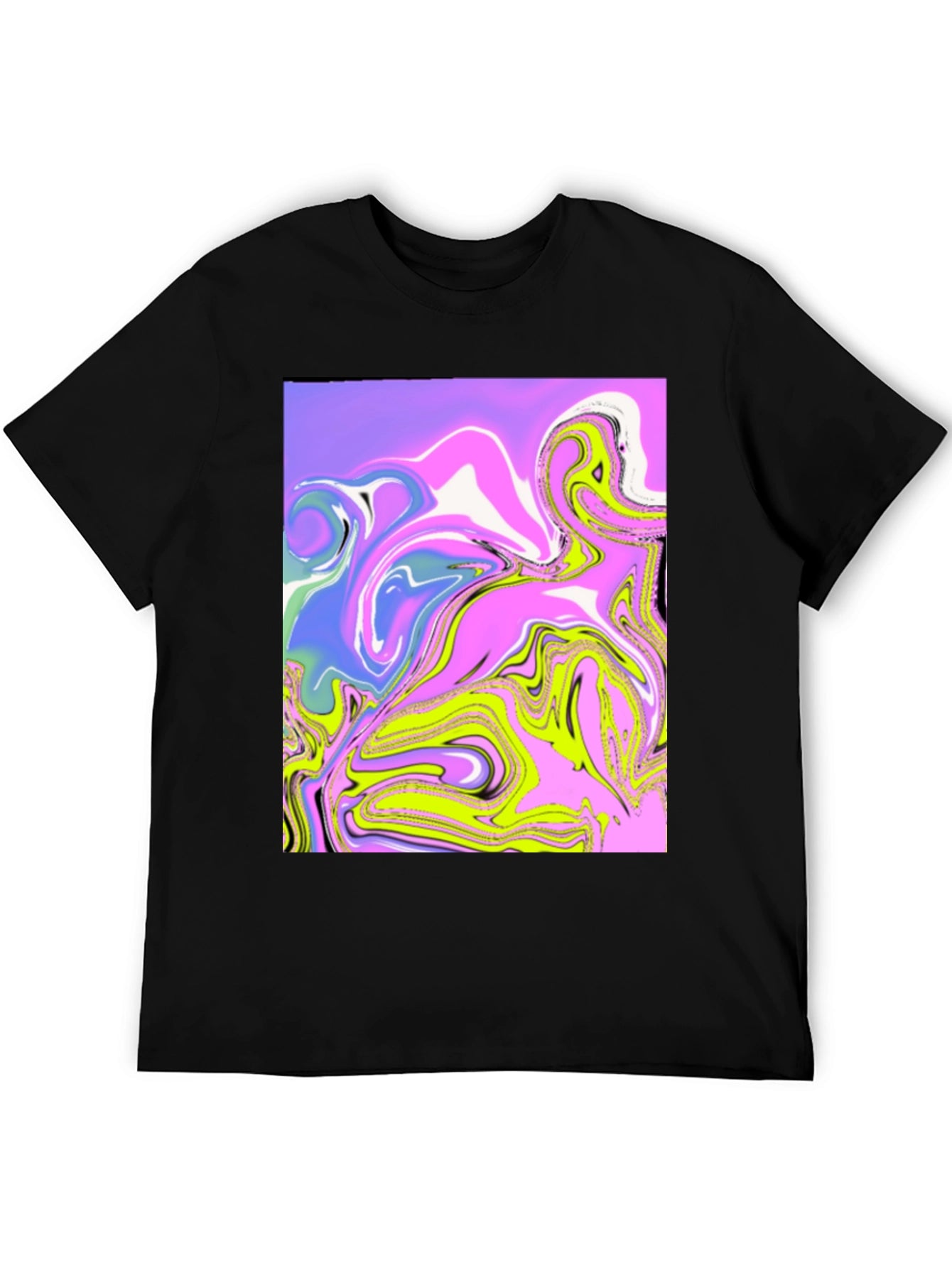 Abstract Marble Art Print Black T-Shirt